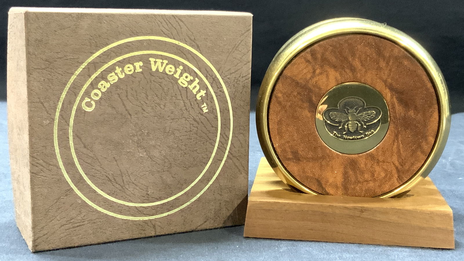 Set 4 Solid Brass Weighted Coasters W Box (1 of 8)