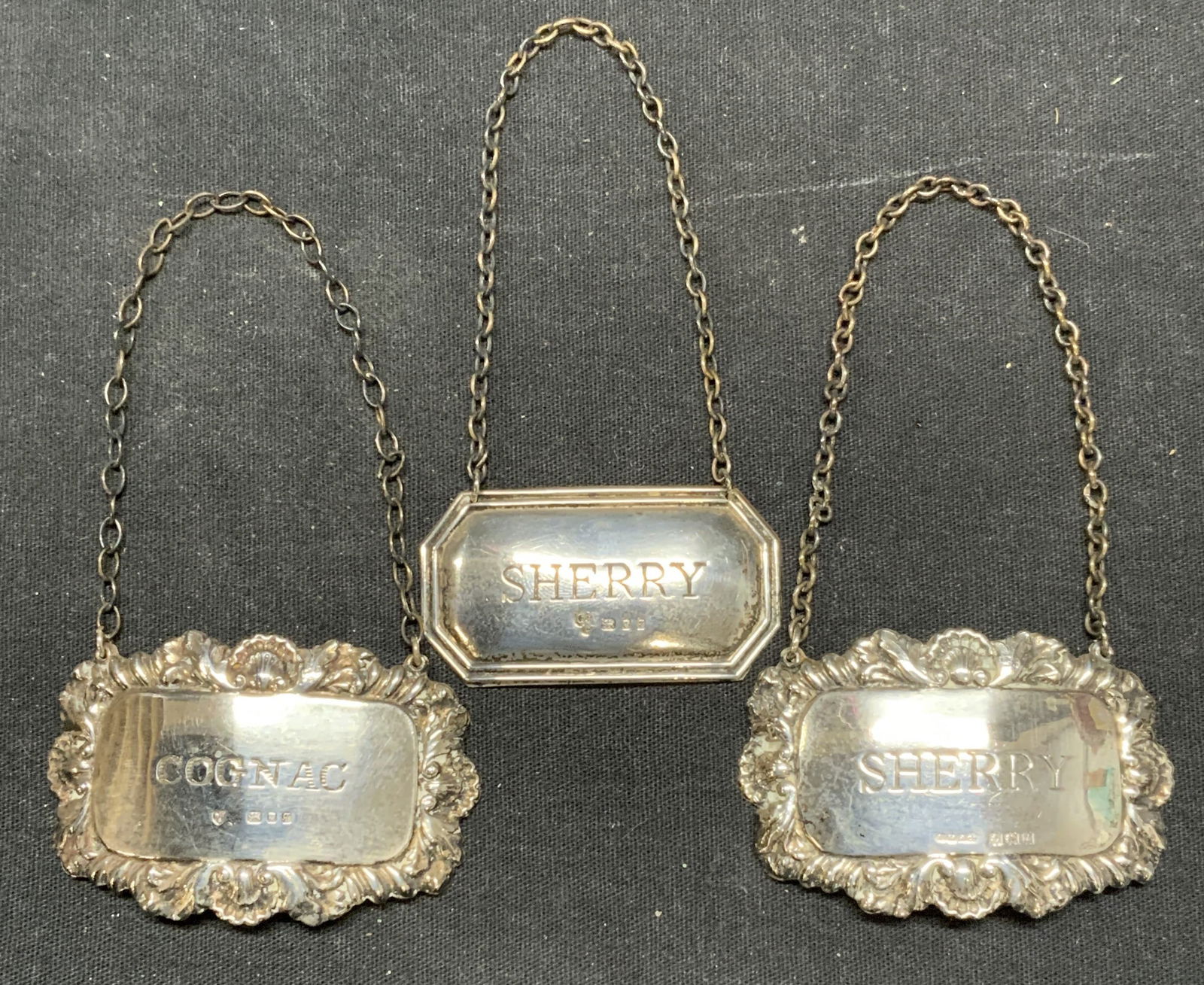 3 Vintage Sterling Silver Liquor Bottle Labels (1 of 7)