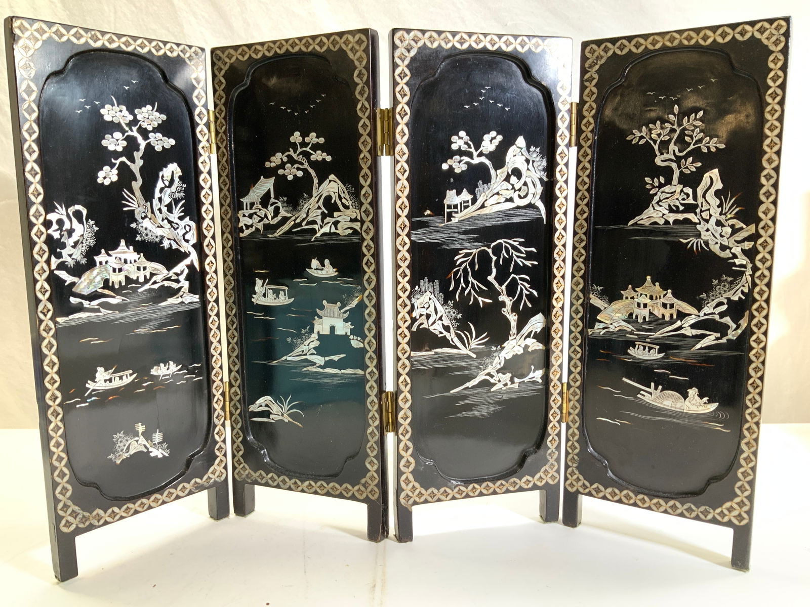 Asian Lacquered Wood MOP Table Screen (1 of 12)