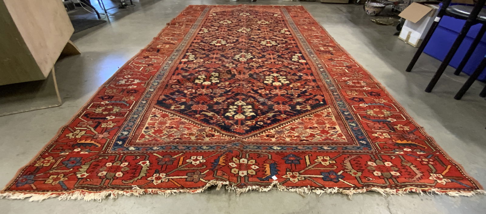 Vintage Fringe Trim Geometric Pattern Persian Rug (1 of 13)