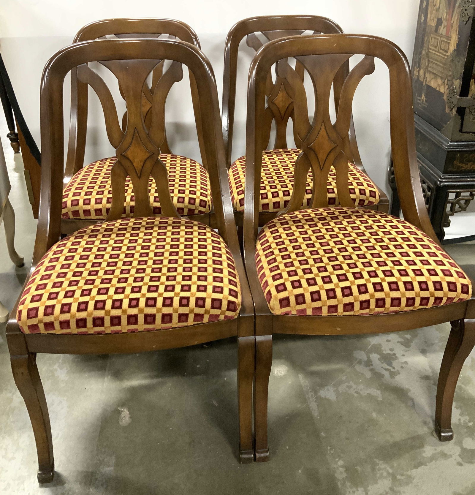 Set 4 Traditional Wood Upholstered Dining Chairs (1 of 14)