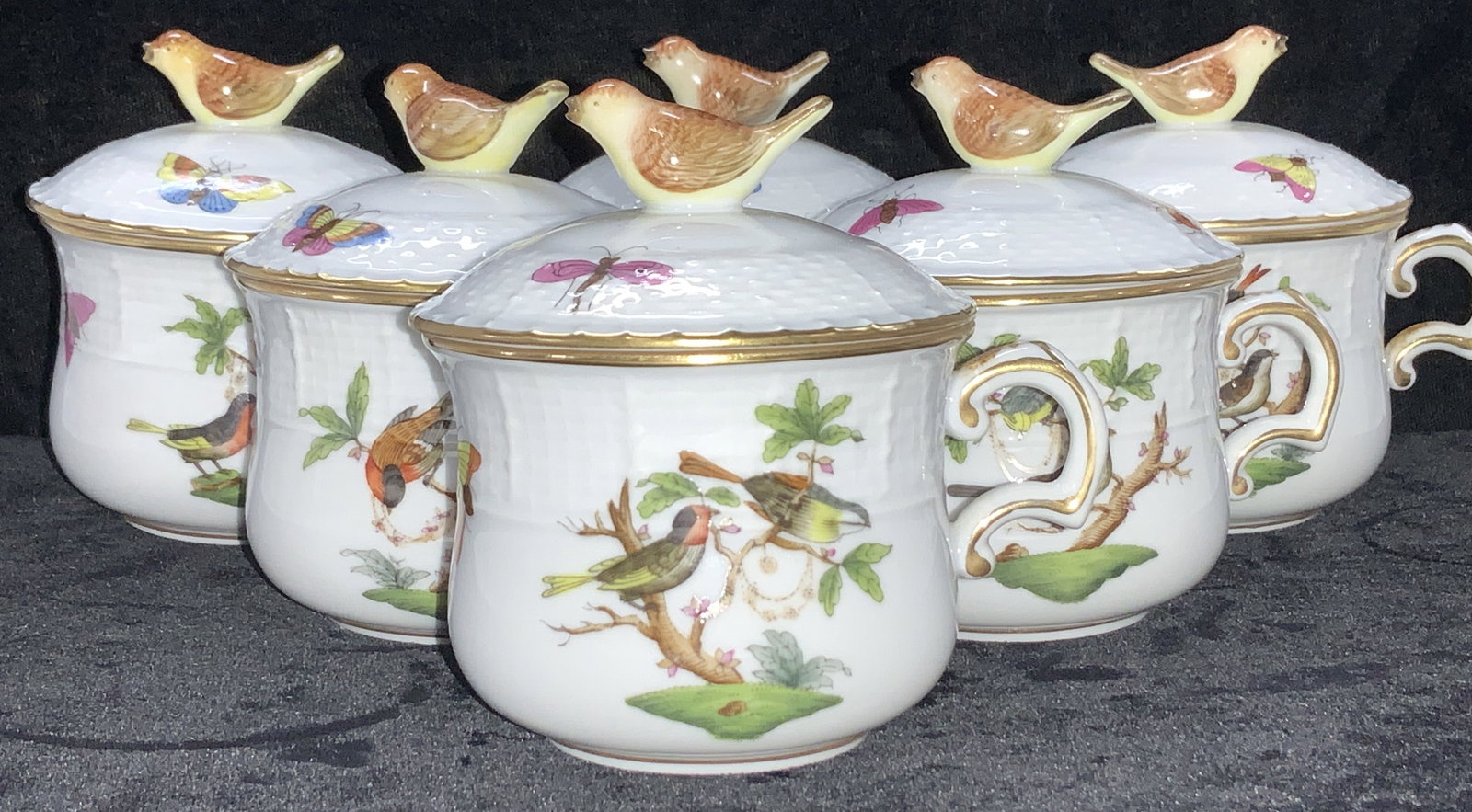 Set 6 HEREND ROTHSCHILD Pot De Crème (1 of 7)