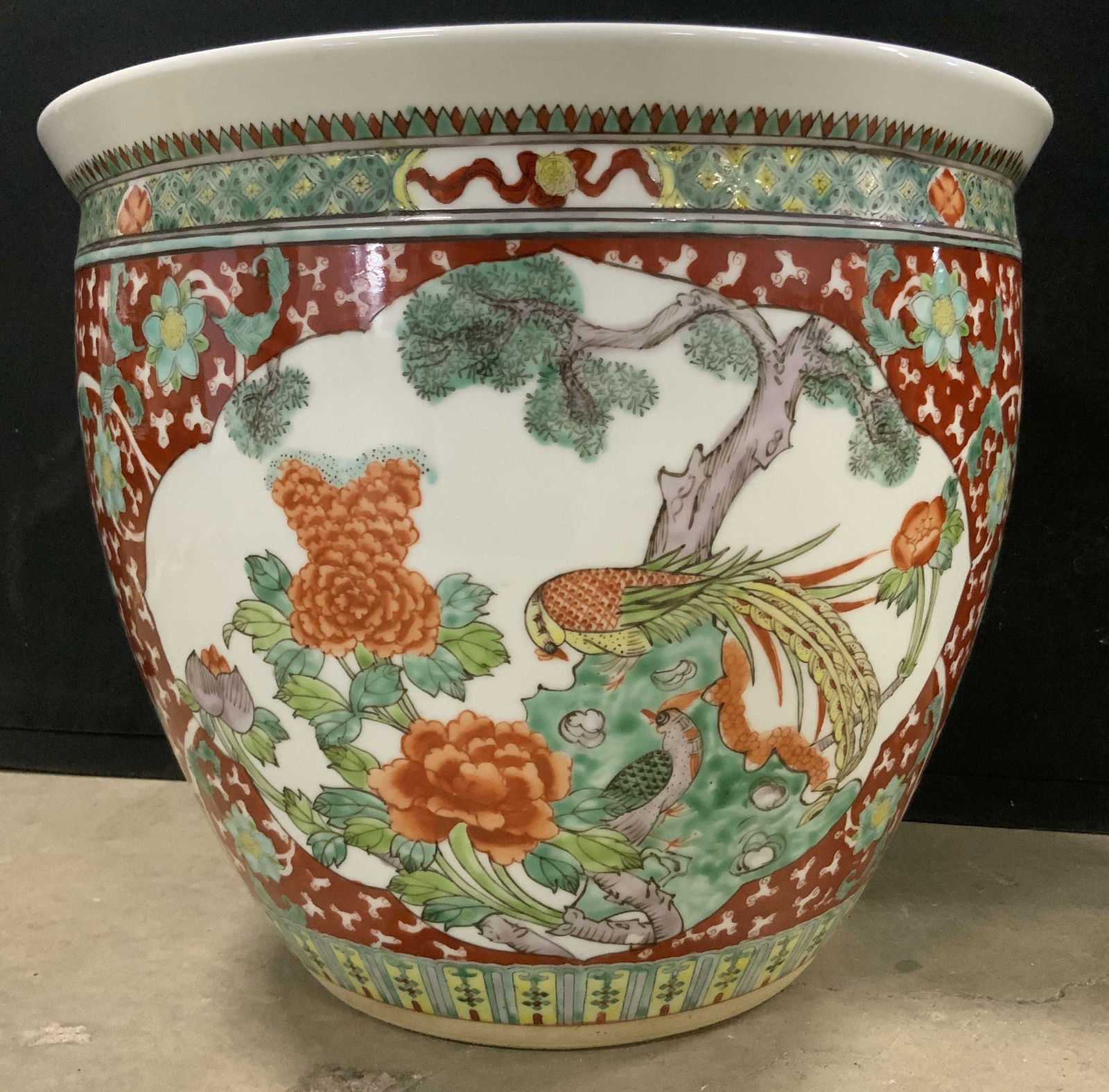 Asian Ceramic Hand Painted Fishbowl Planter (1 of 13)