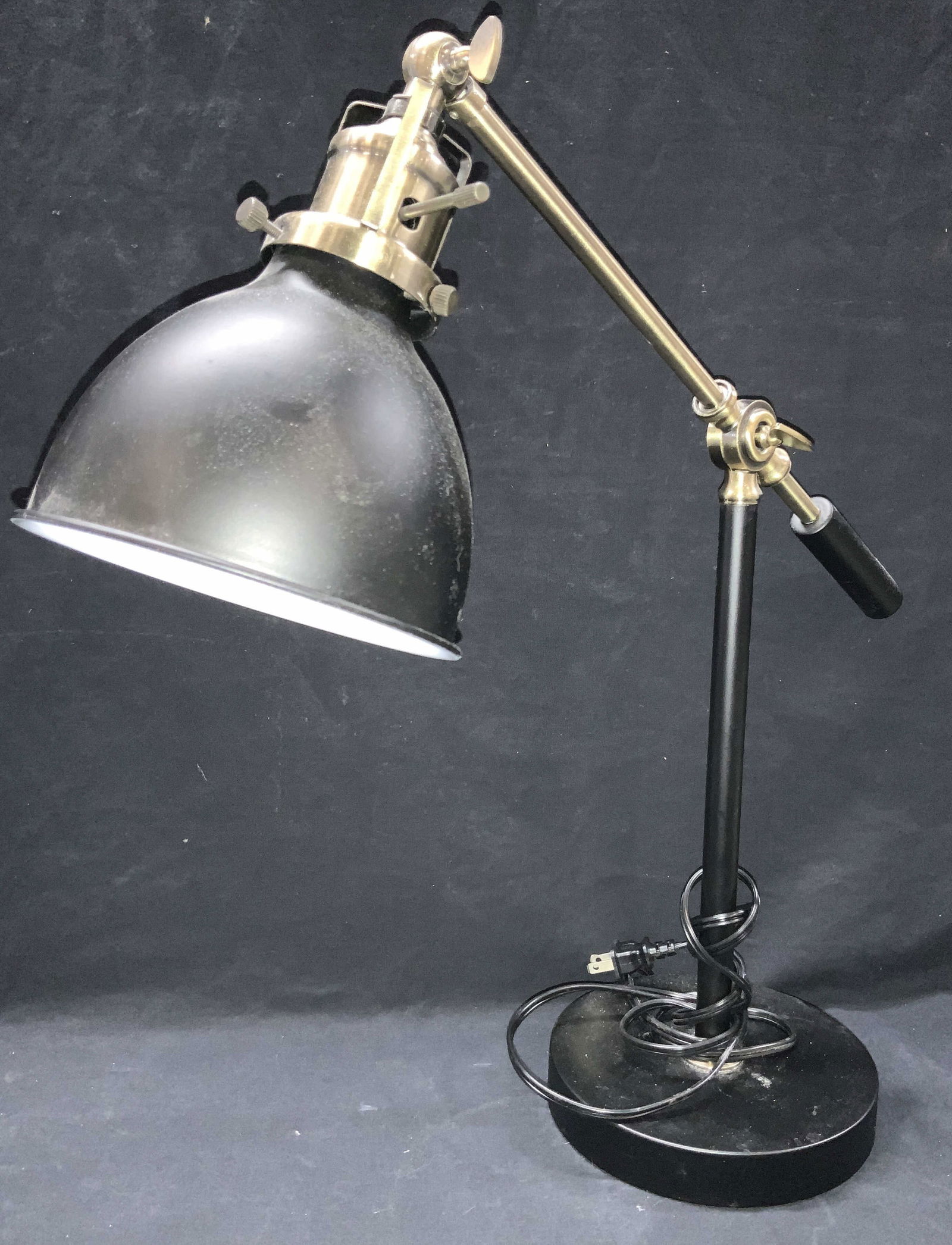 Industrial Style Black & Brass Metal Desk Lamp (1 of 6)