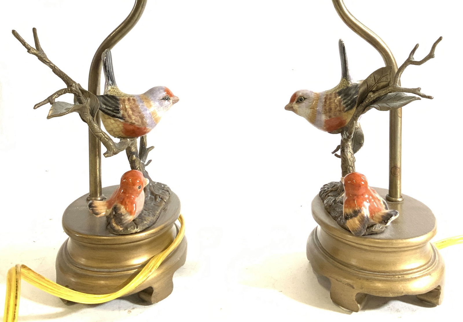 Pair Porcelain Chinoiserie Bird Sculpture Lamps (1 of 15)
