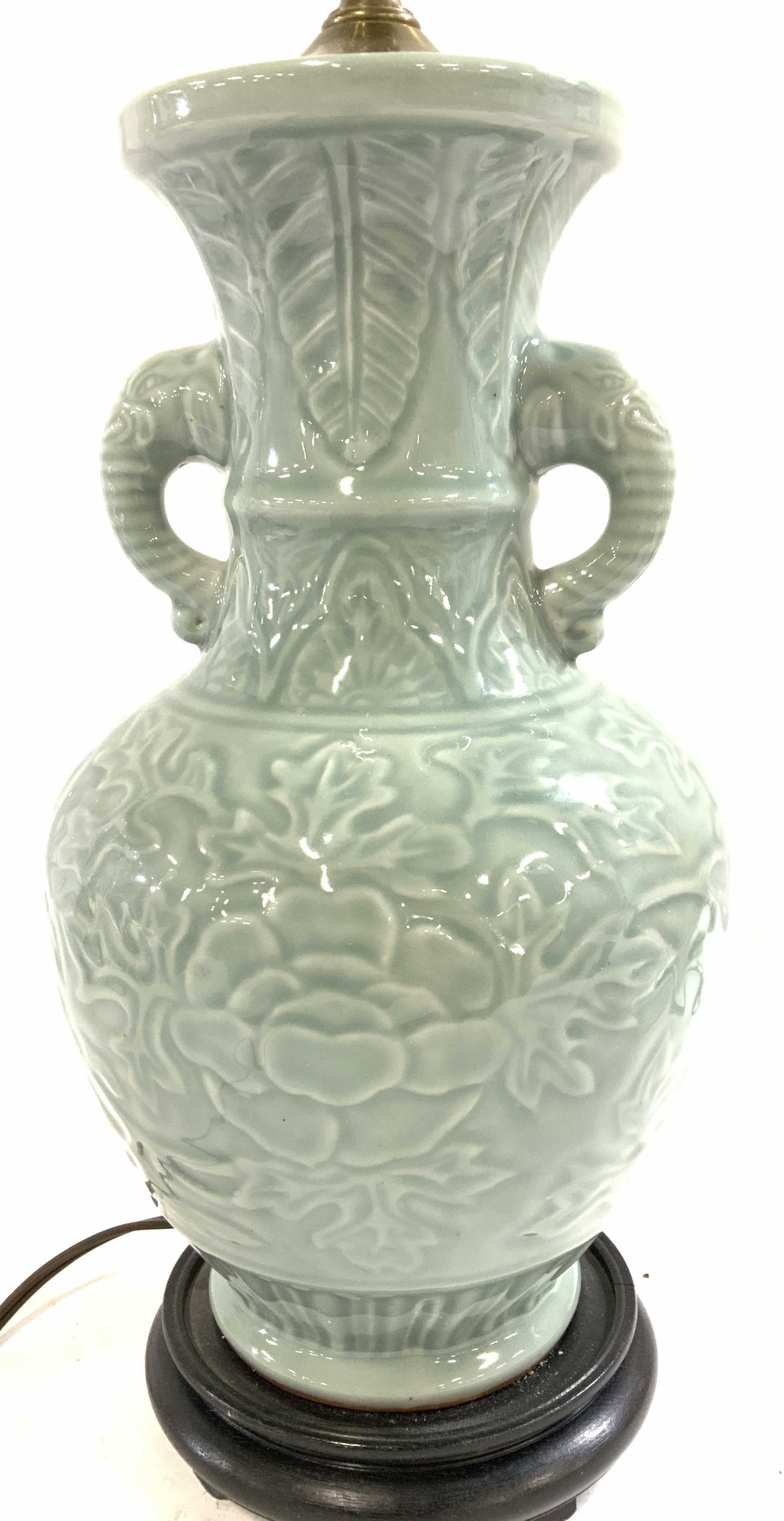 Asian Celedon Green Porcelain Lamp w Elephant (1 of 12)