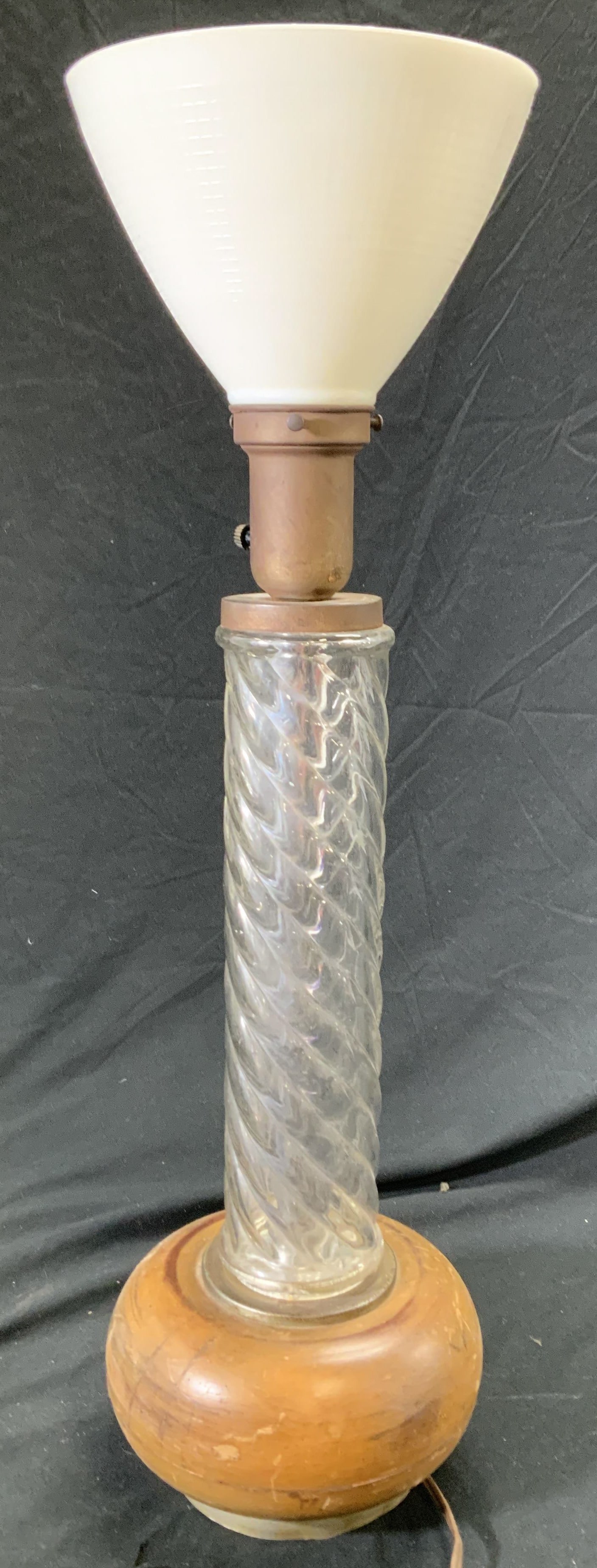 Mid Century Wood and Glass Table Lamp (1 of 9)