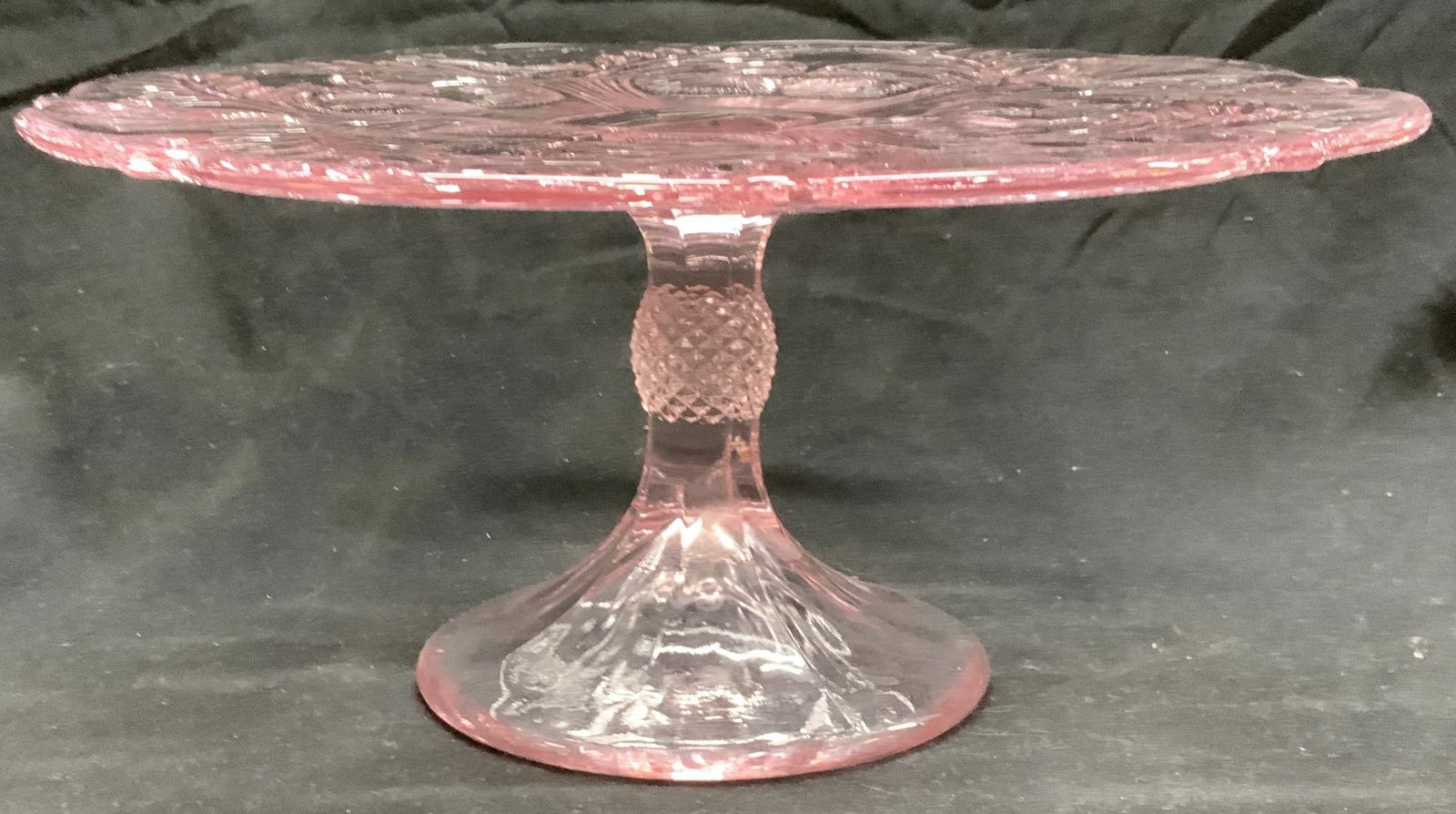 Embossed Thick Pink Crystal Cake Stand (1 of 8)