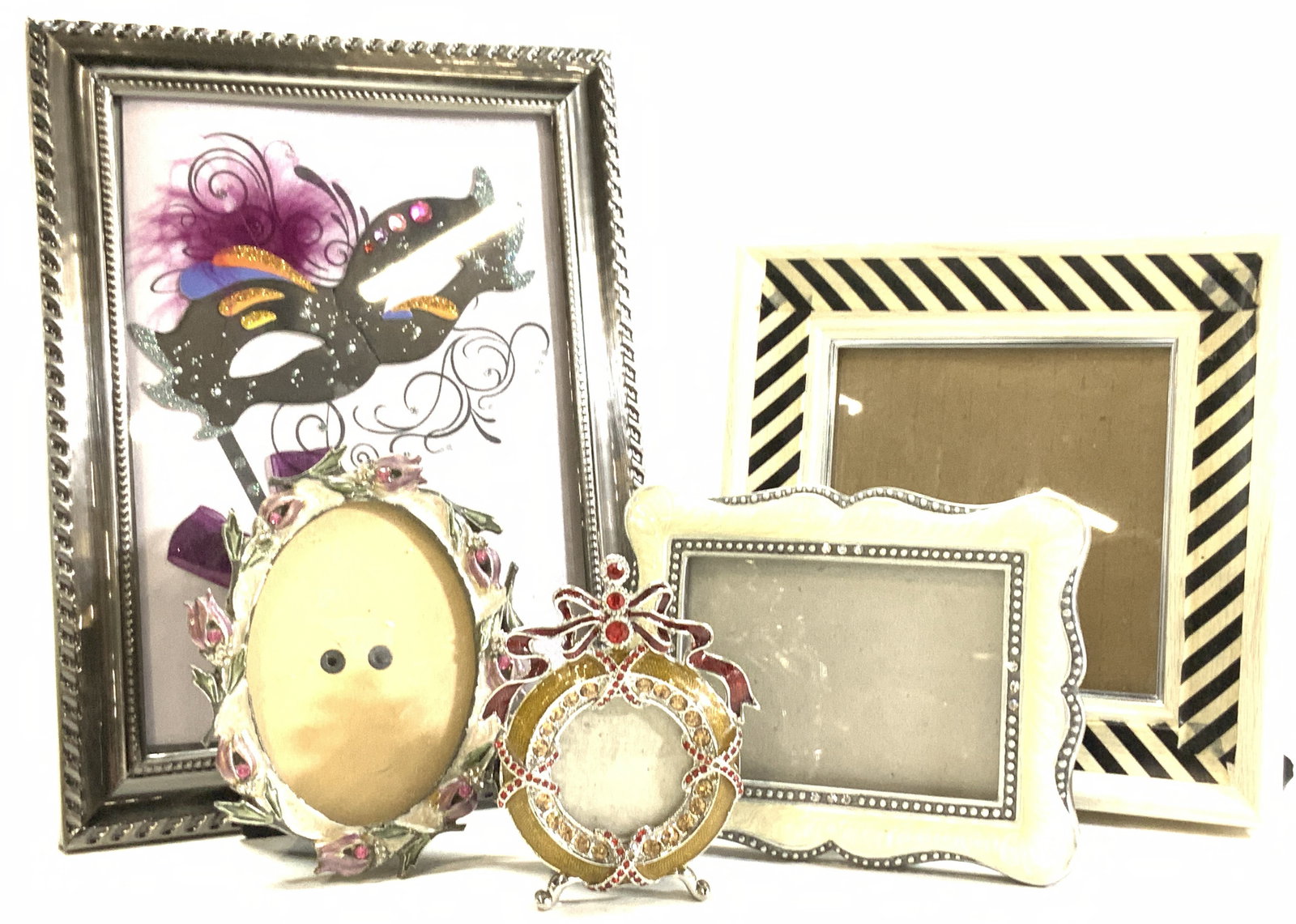 5 Enamel, Crystal, & Wood Picture Frames (1 of 6)