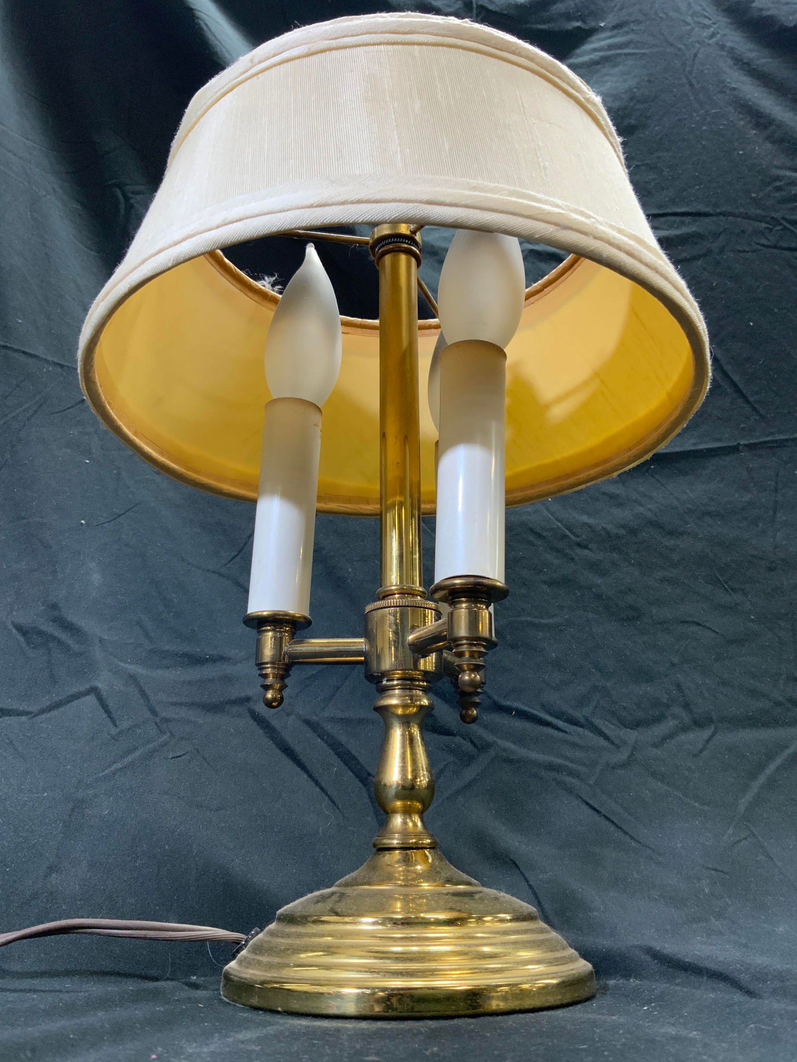 Vintage French Bouillotte 3 Arm Brass Table Lamp (1 of 6)