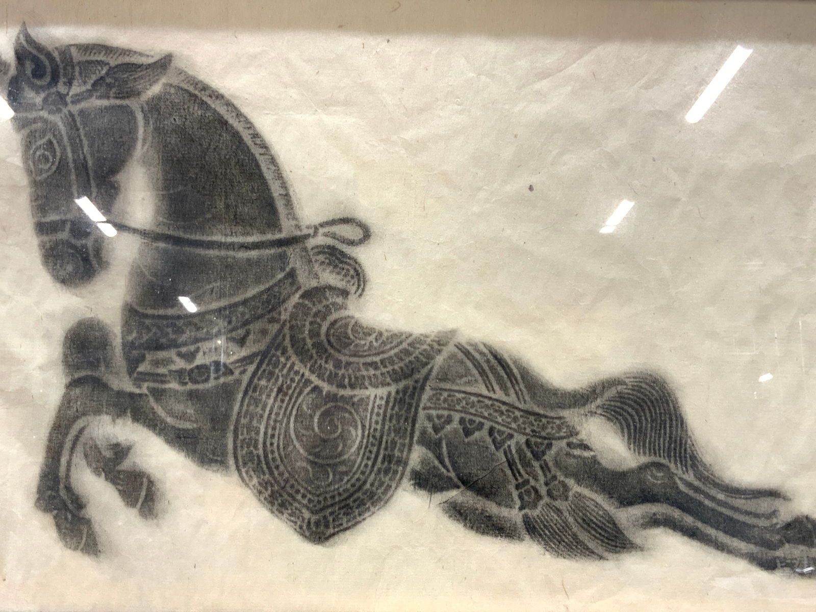Framed Galloping Horse Charcoal Rubbing (1 of 7)