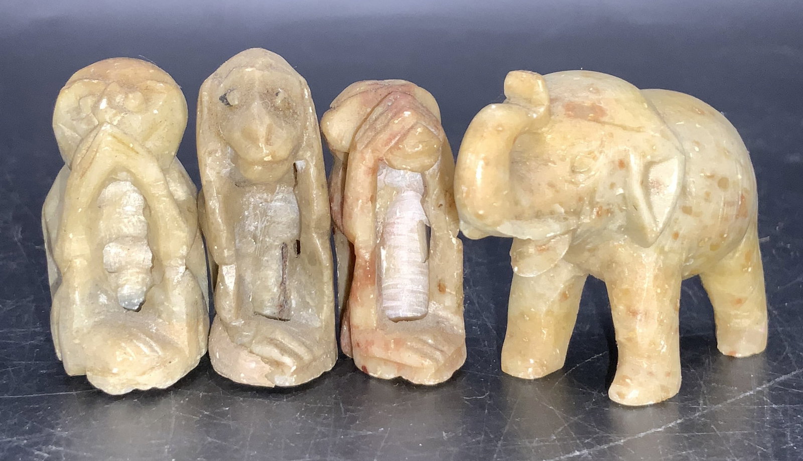 4 Hand Carved Monkey & Elephant Stone Figurals (1 of 11)