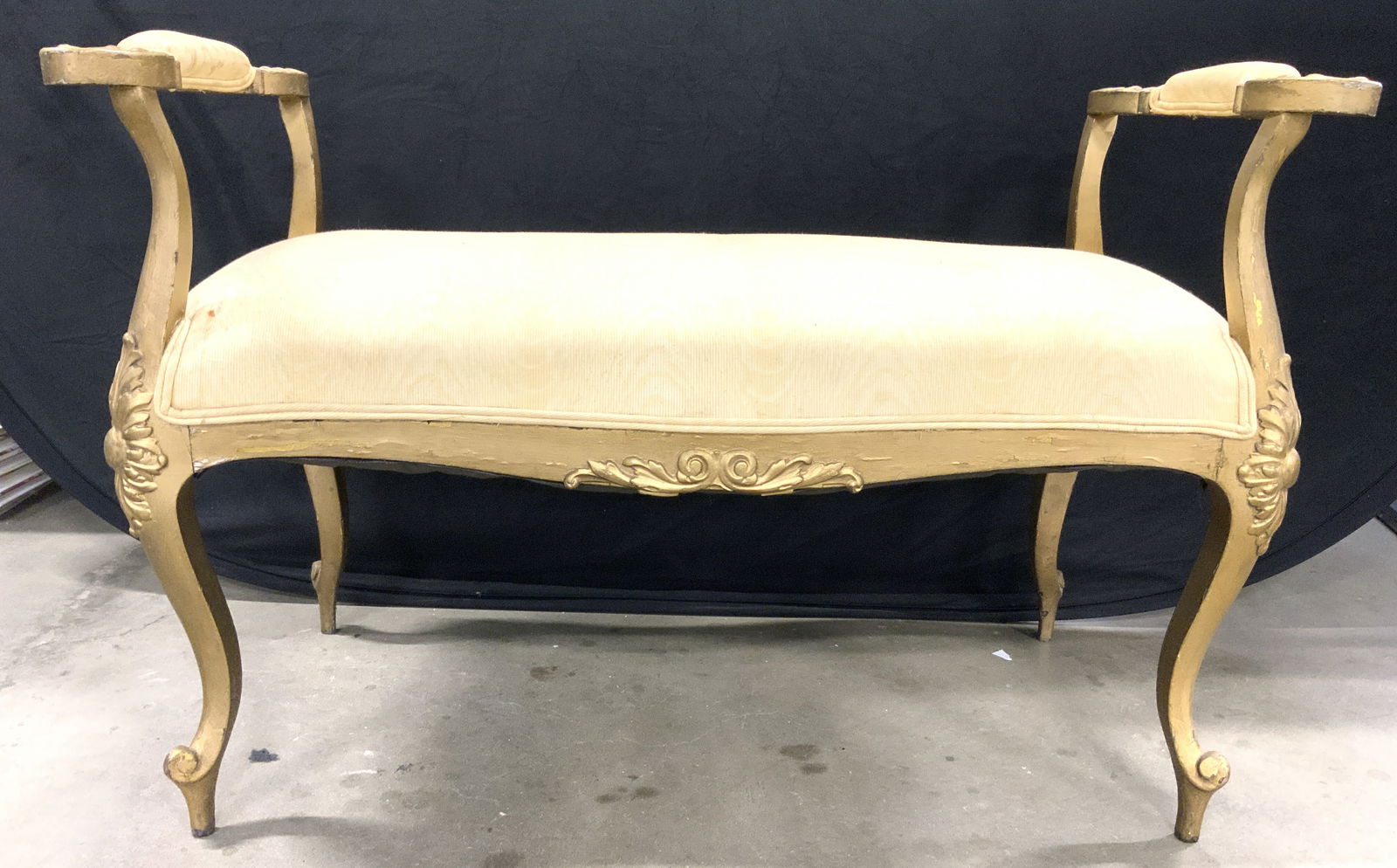 Vintage Giltwood Upholstered Victorian Bench (1 of 7)
