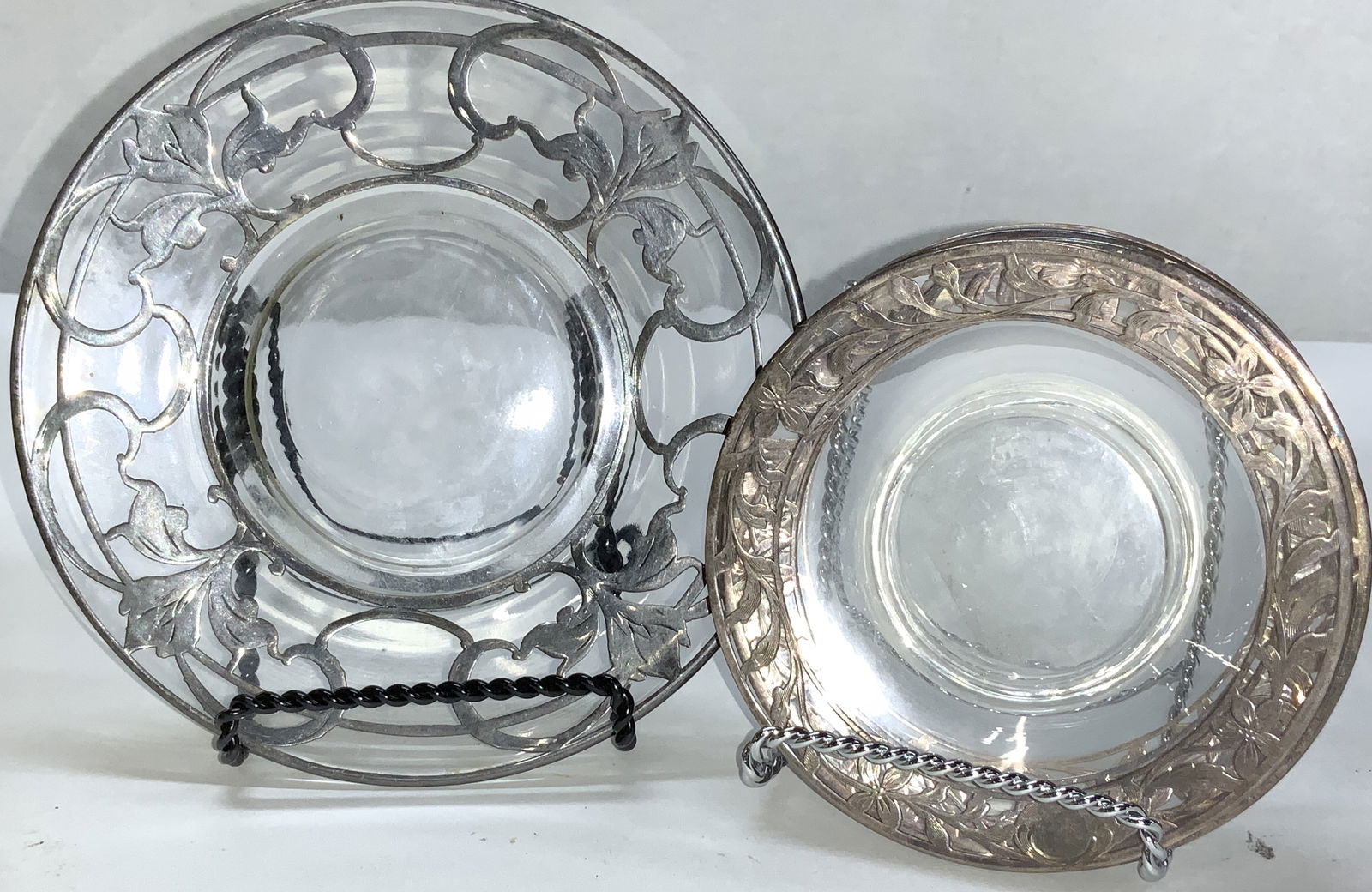 Sterling Silver Overlay Nouveau Glass ware (1 of 8)
