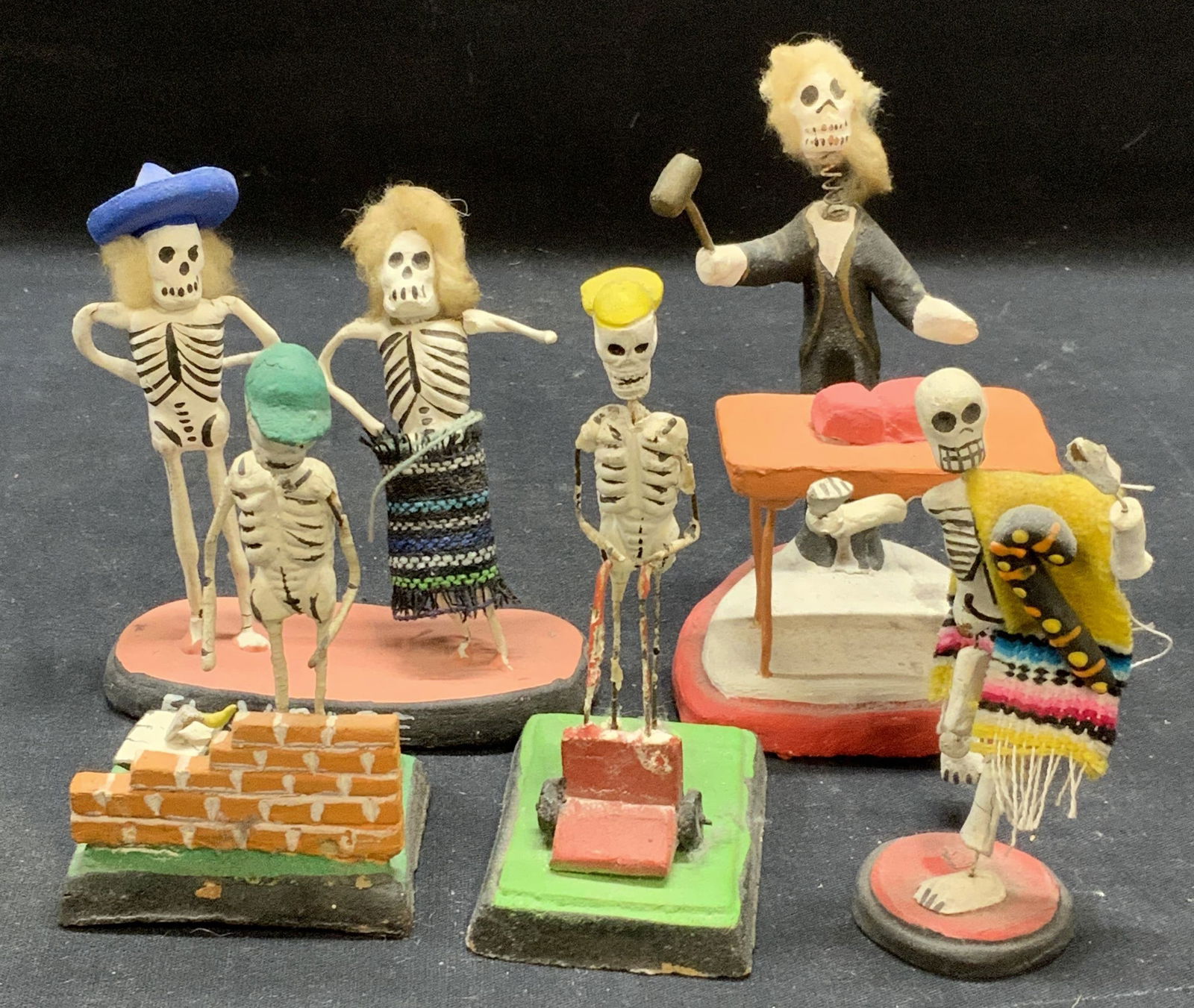 5 Mexican Folk Art Ceramic Skeleton Figurals (1 of 7)