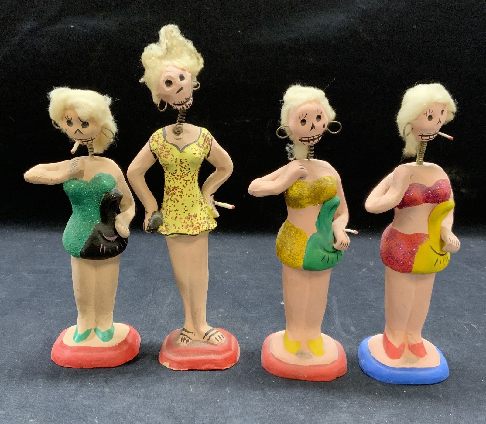 4 Mexican Folk Art Ceramic Skeleton Figurals (1 of 7)