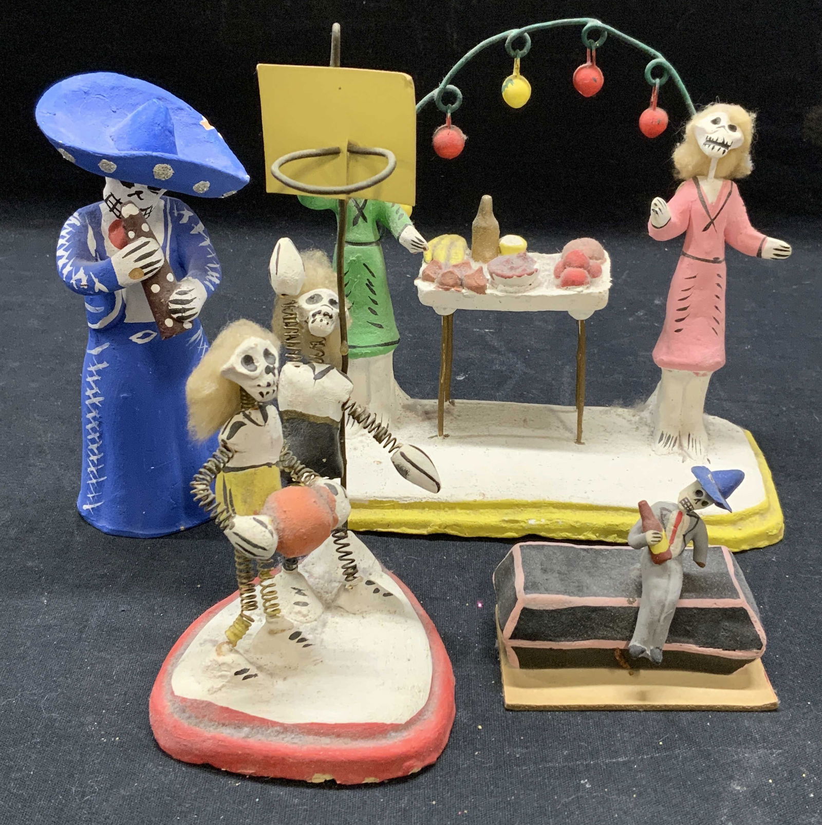 4 Mexican Folk Art Ceramic Skeleton Figurals (1 of 10)