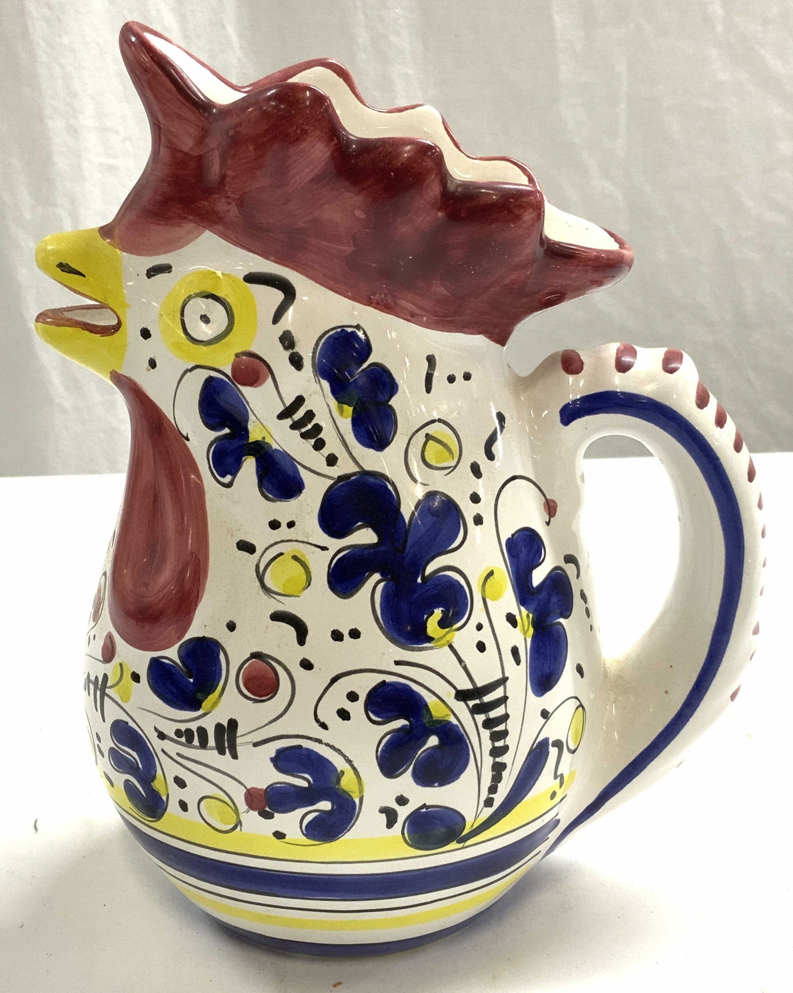 Deruta Majolica Chicken Ceramic Pitcher, Italy (1 of 6)