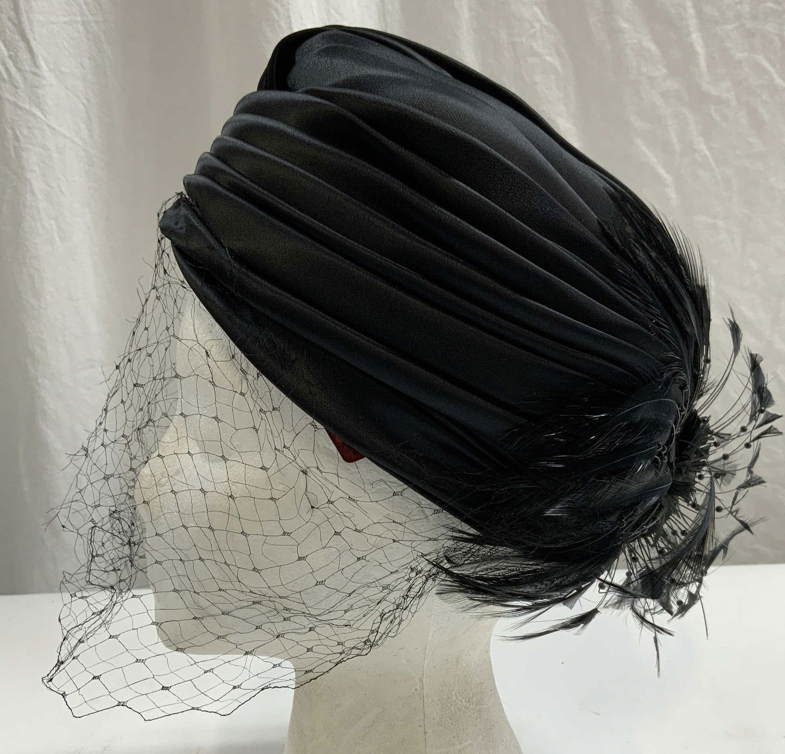 Ina Originals Black Satin Feather Hat (1 of 6)