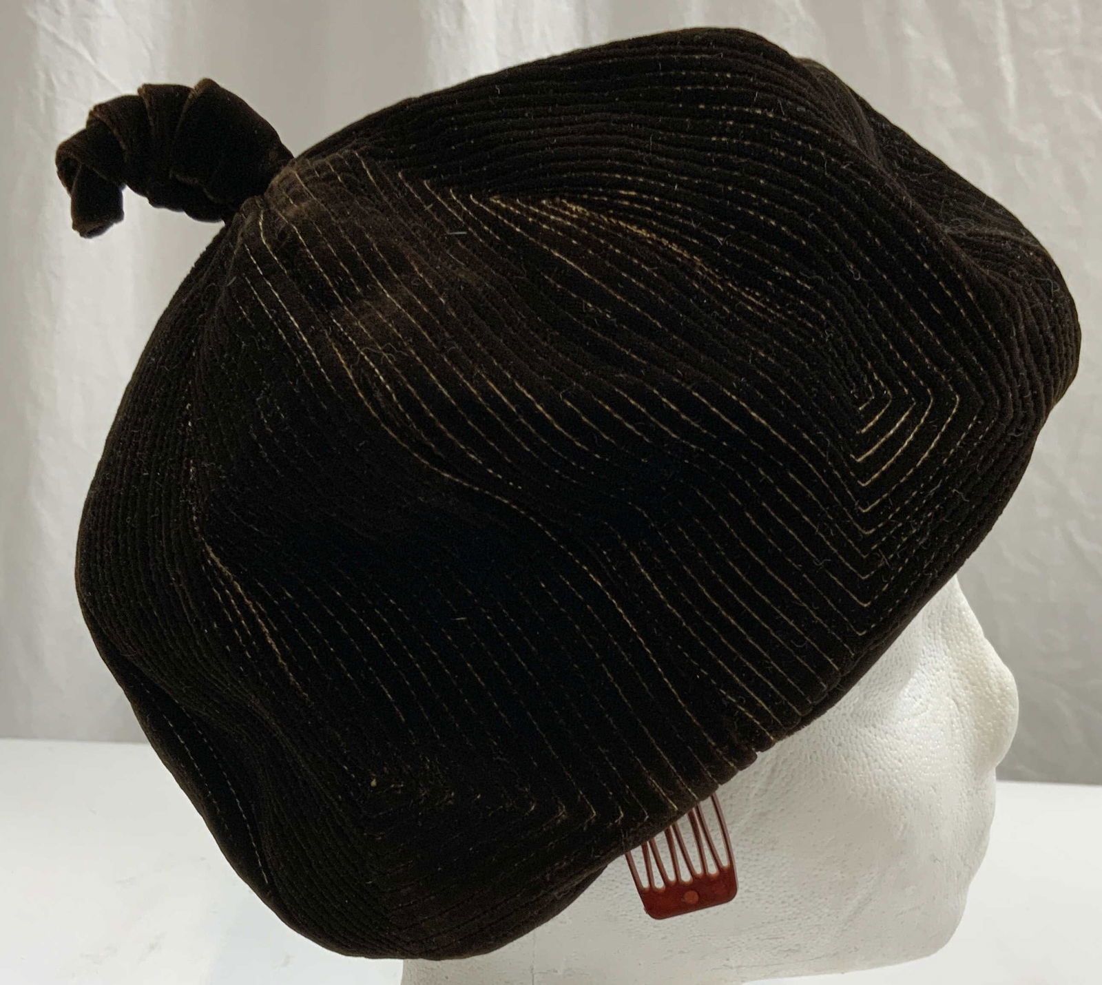 Vintage Ina Originals Brown Velvet Hat (1 of 6)