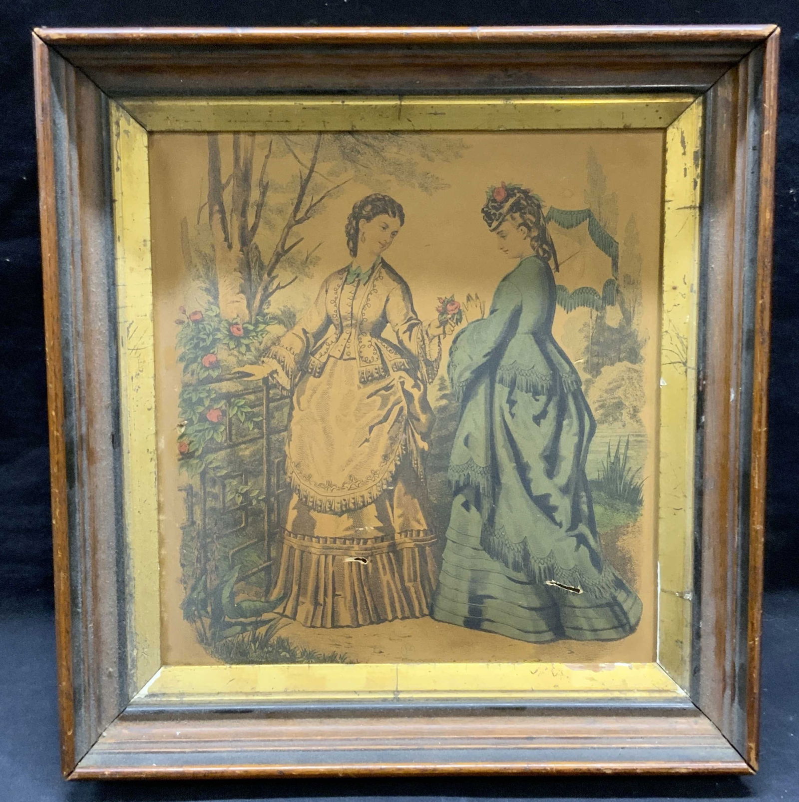Antique Hand Colored Victorian Ladies Etching (1 of 6)