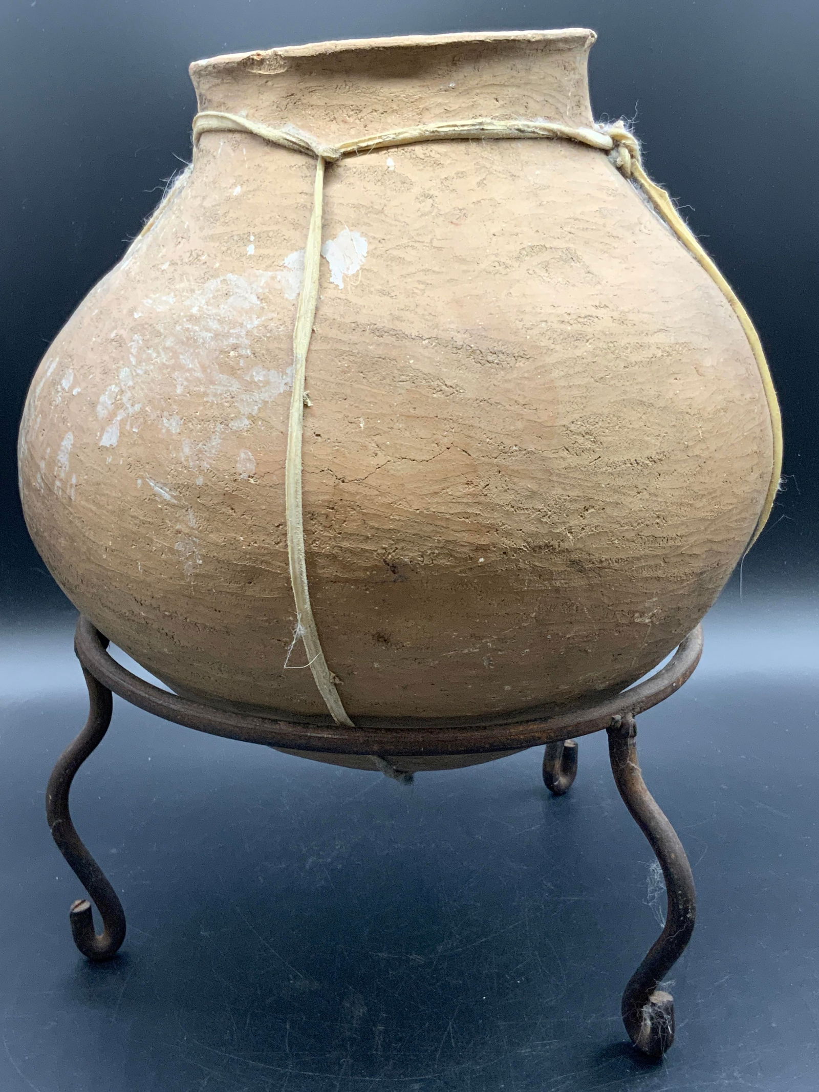 Vintage Handmade Pottery Vase W/ Metal Stand (1 of 10)