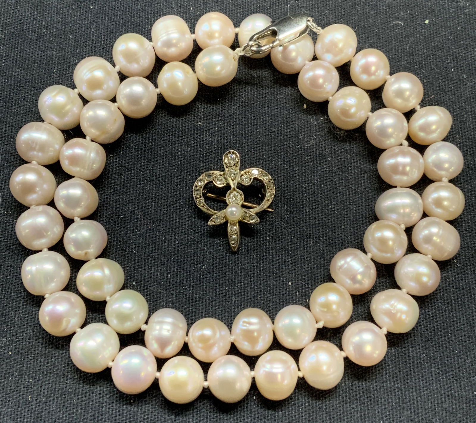 Diamond & Sterling Silver Brooch, Pearl Necklace (1 of 10)