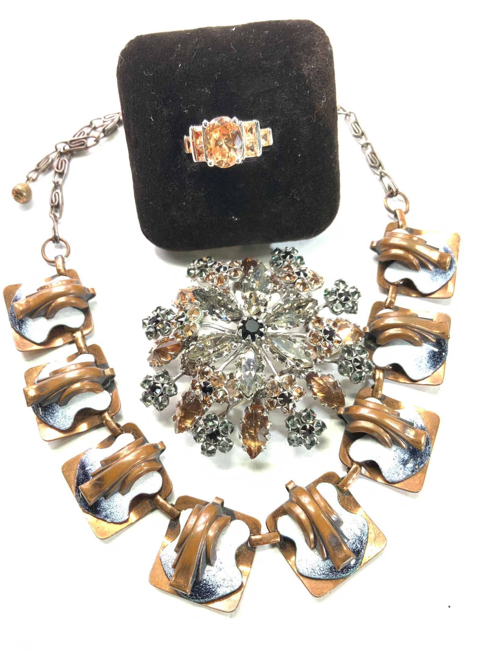 CZ Sterling Silver Ring, Rhinestone Brooch, Neck (1 of 8)