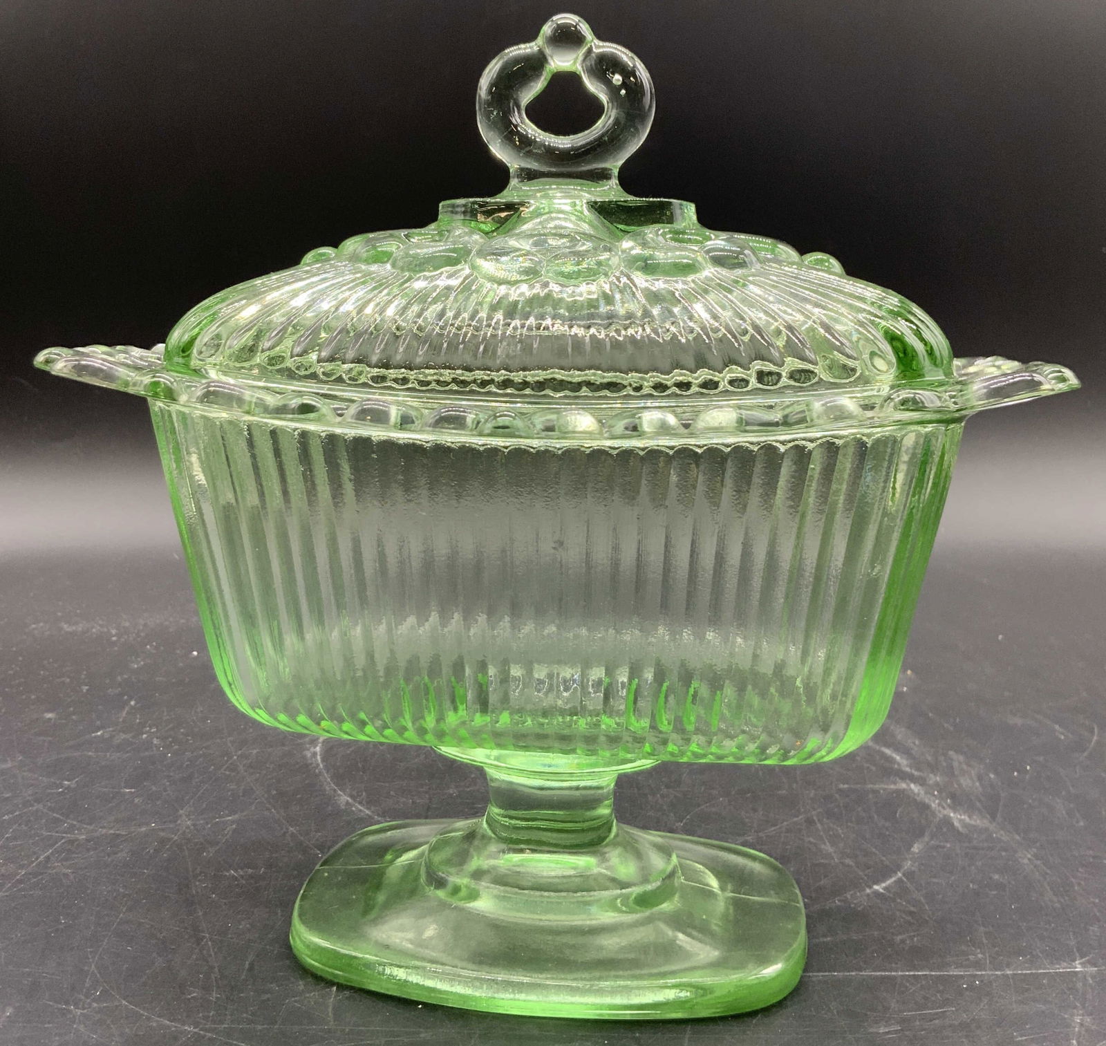 Vintage Green Glass Lidded Candy Dish (1 of 10)