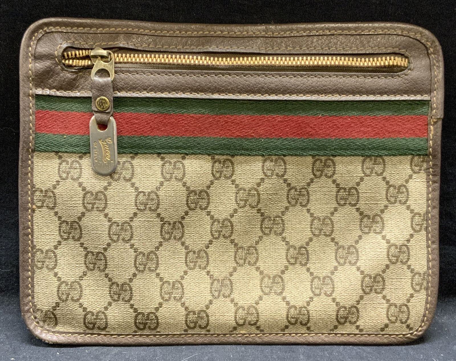 Vintage Gucci Monogram Zippered Pouch, Italy (1 of 7)