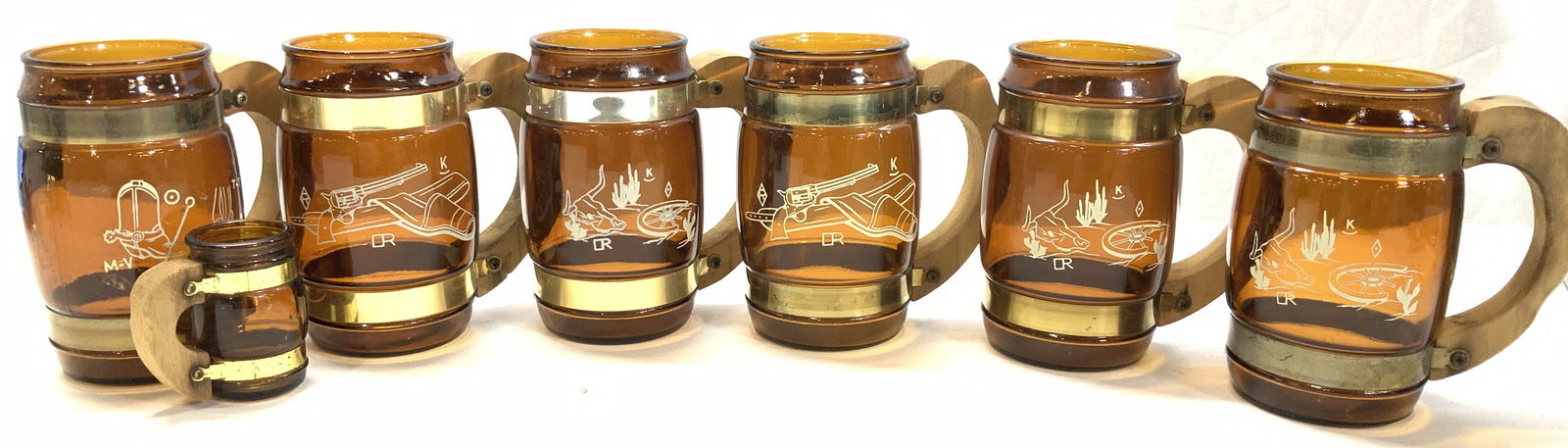 Siesta Ware Glass Beer Mugs w Wood Handles, 7 (1 of 8)