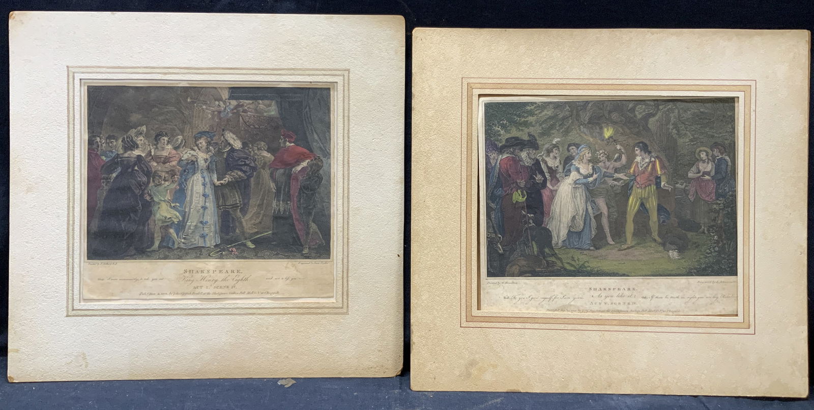 2 Vintage Hand Painted Shakespeare Play Engravings (1 of 14)