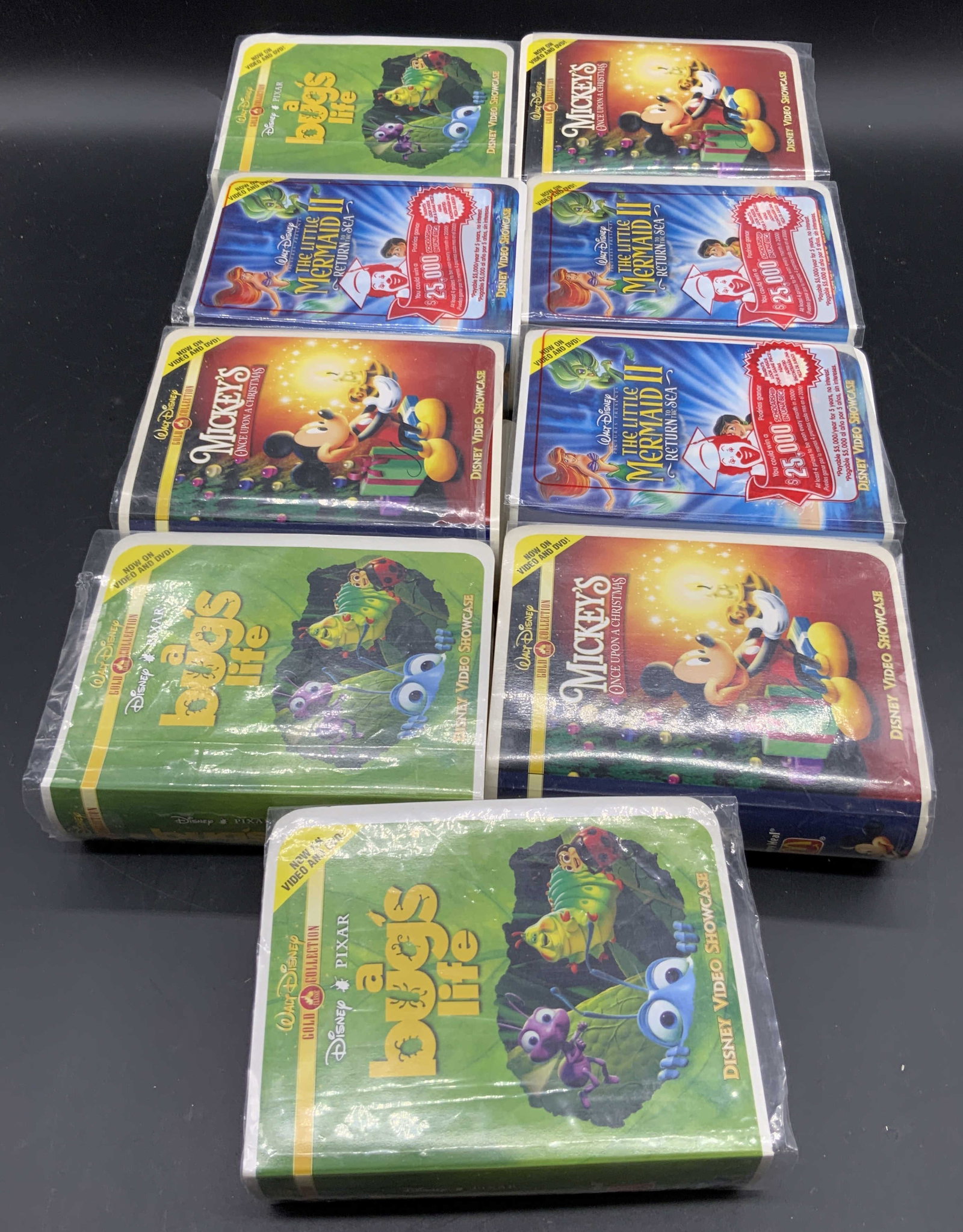 Lot 9 Collectible McDonalds Disney Toys, Org Bx: A lot of nine collectible McDonalds Disney toys in their original packaging. Includes A BUGS LIFE, MICKEYS ONCE UPON A CHRISTMAS, and THE LITTLE MERMAID 2. Interior of packages not inspected. Pieces m