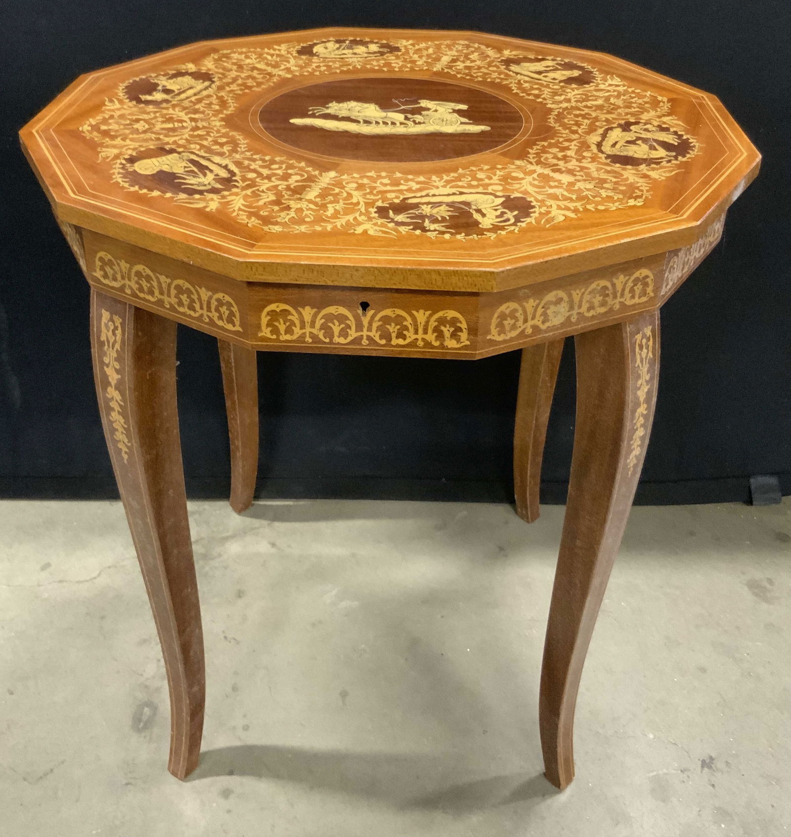 Vintage Inlaid Wood Music Box Side Table (1 of 11)