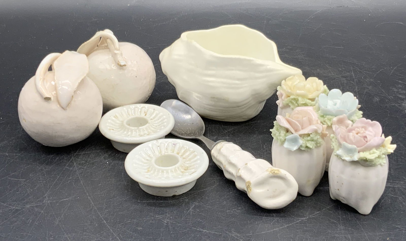 Lot 10 Glazed White Ceramic Tabletop Accessories (1 of 9)