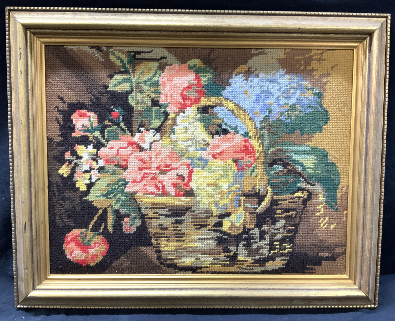 Framed Still Life Floral Needlepoint Artwork (1 of 8)