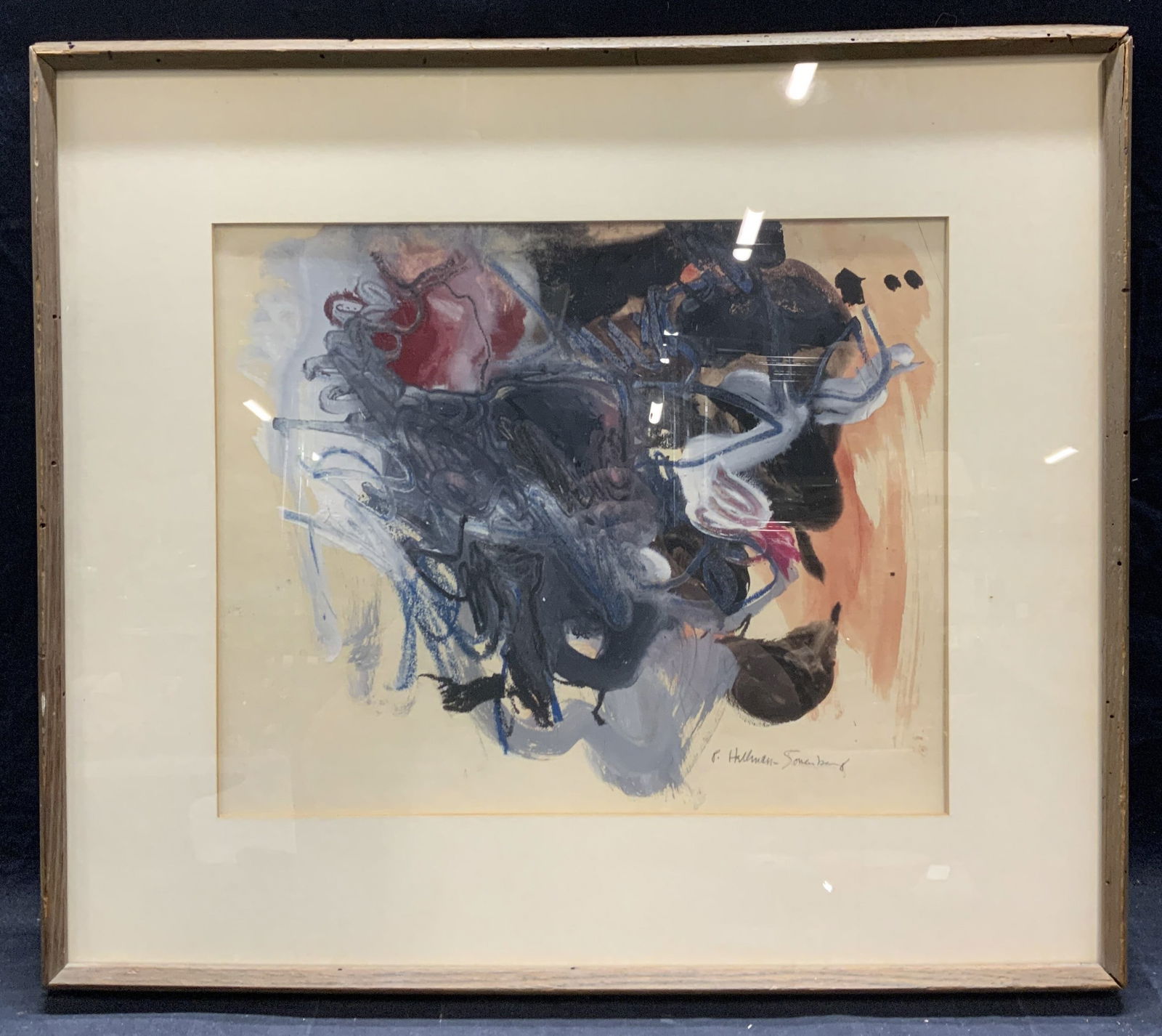 Signed P HALLMAN Abstract Mixed Media on Paper (1 of 6)