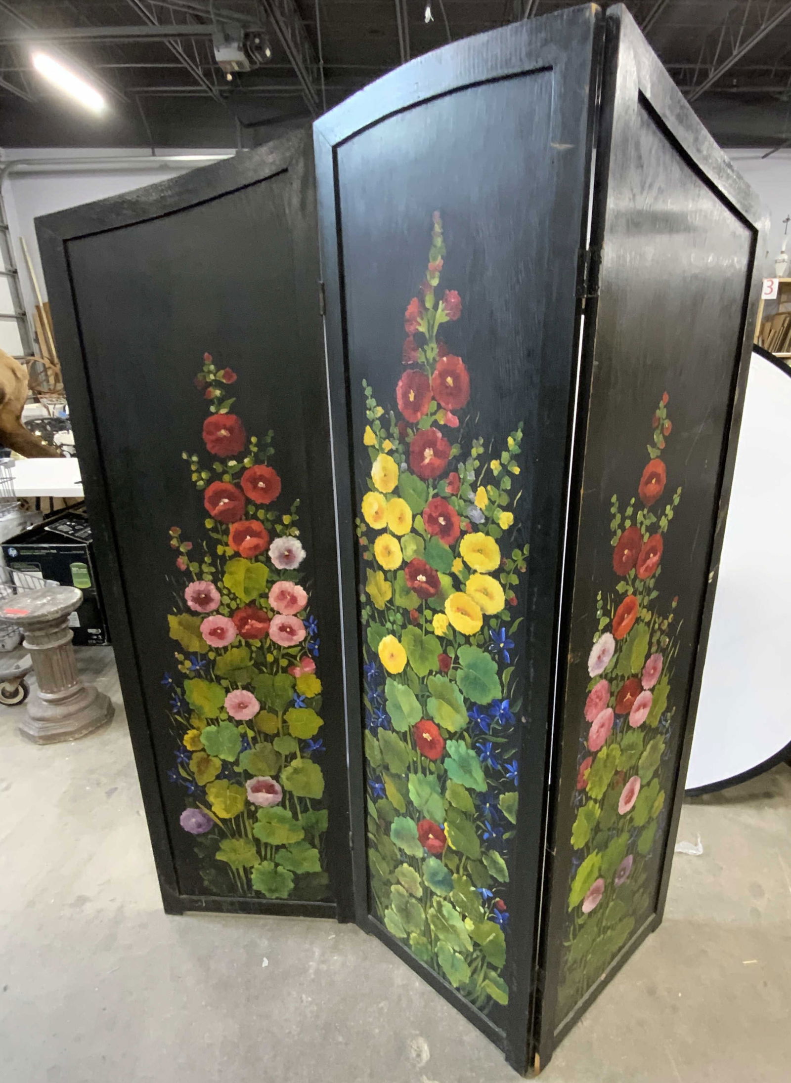 Vintage Hand Painted Wooden Floral Folding Screen (1 of 11)