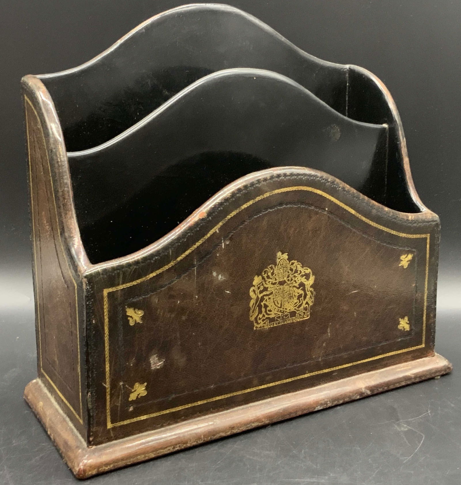 Vintage Embossed Leather Wrapped Desktop Organizer (1 of 9)