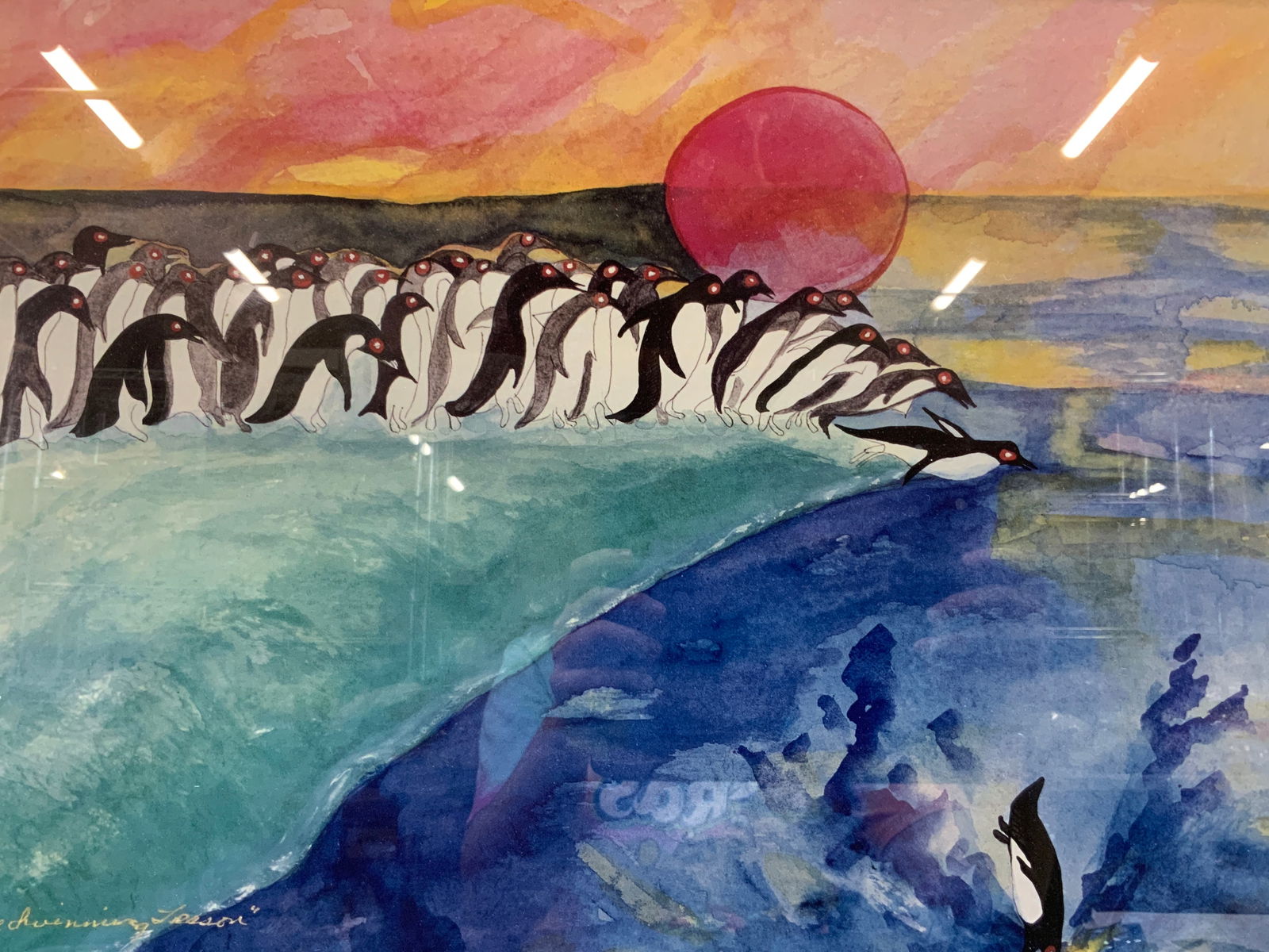 Betsy Burnham Fowler Penguin Watercolor Litho (1 of 7)