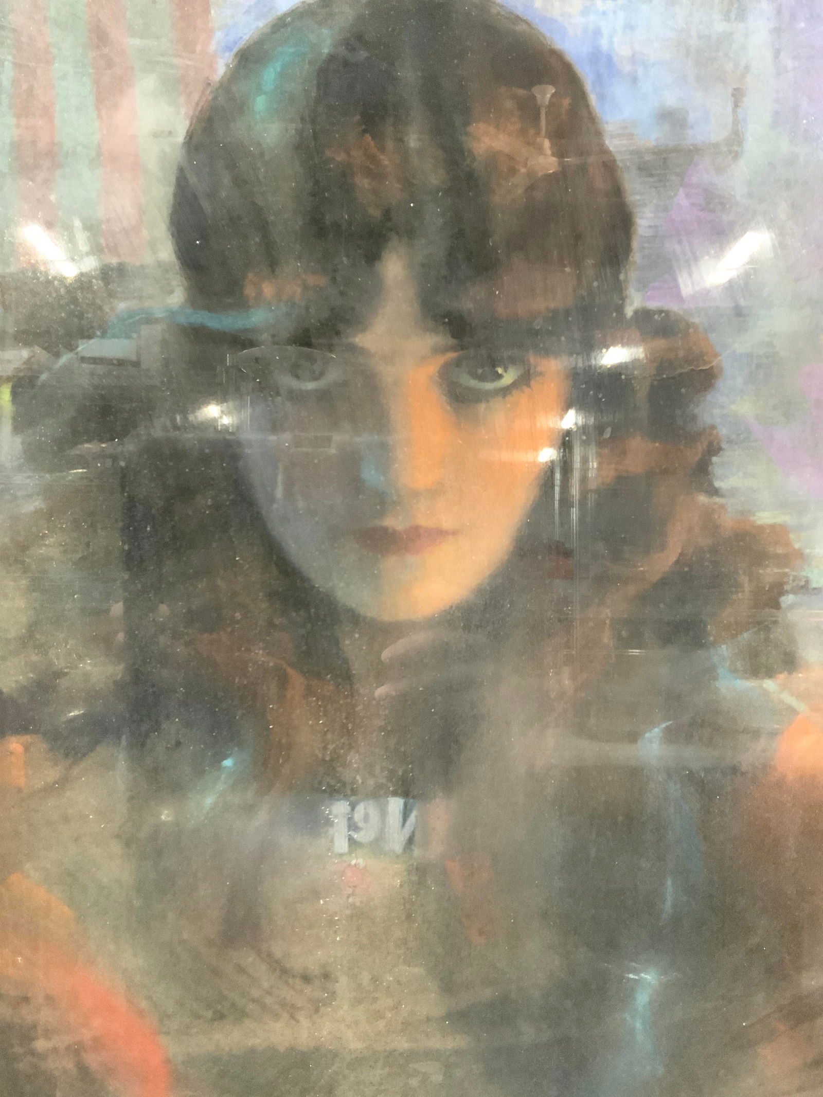 Framed Female Portrait Pastel Drawing (1 of 8)