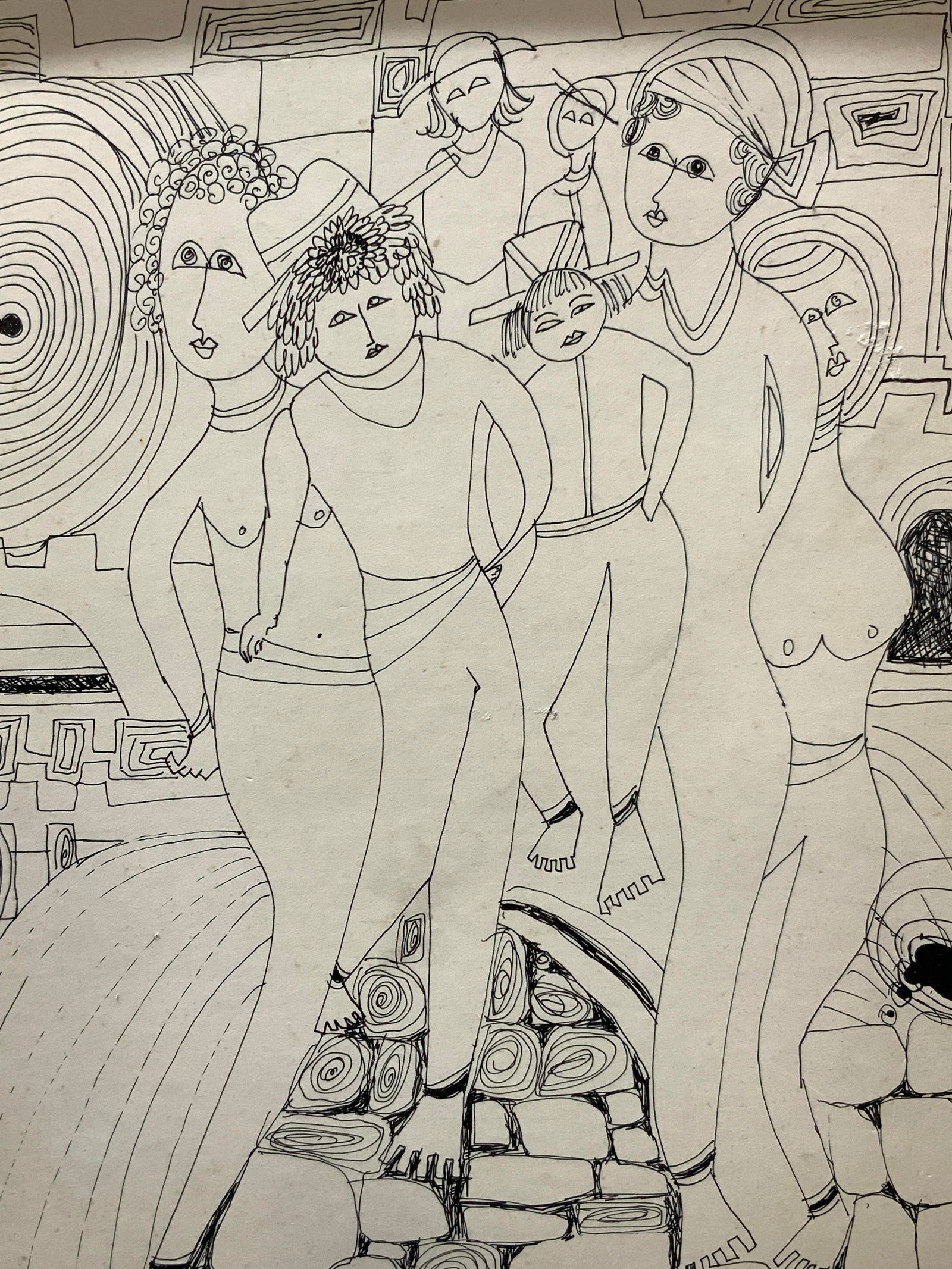 Framed Ink Figural Sketch Drawing (1 of 8)