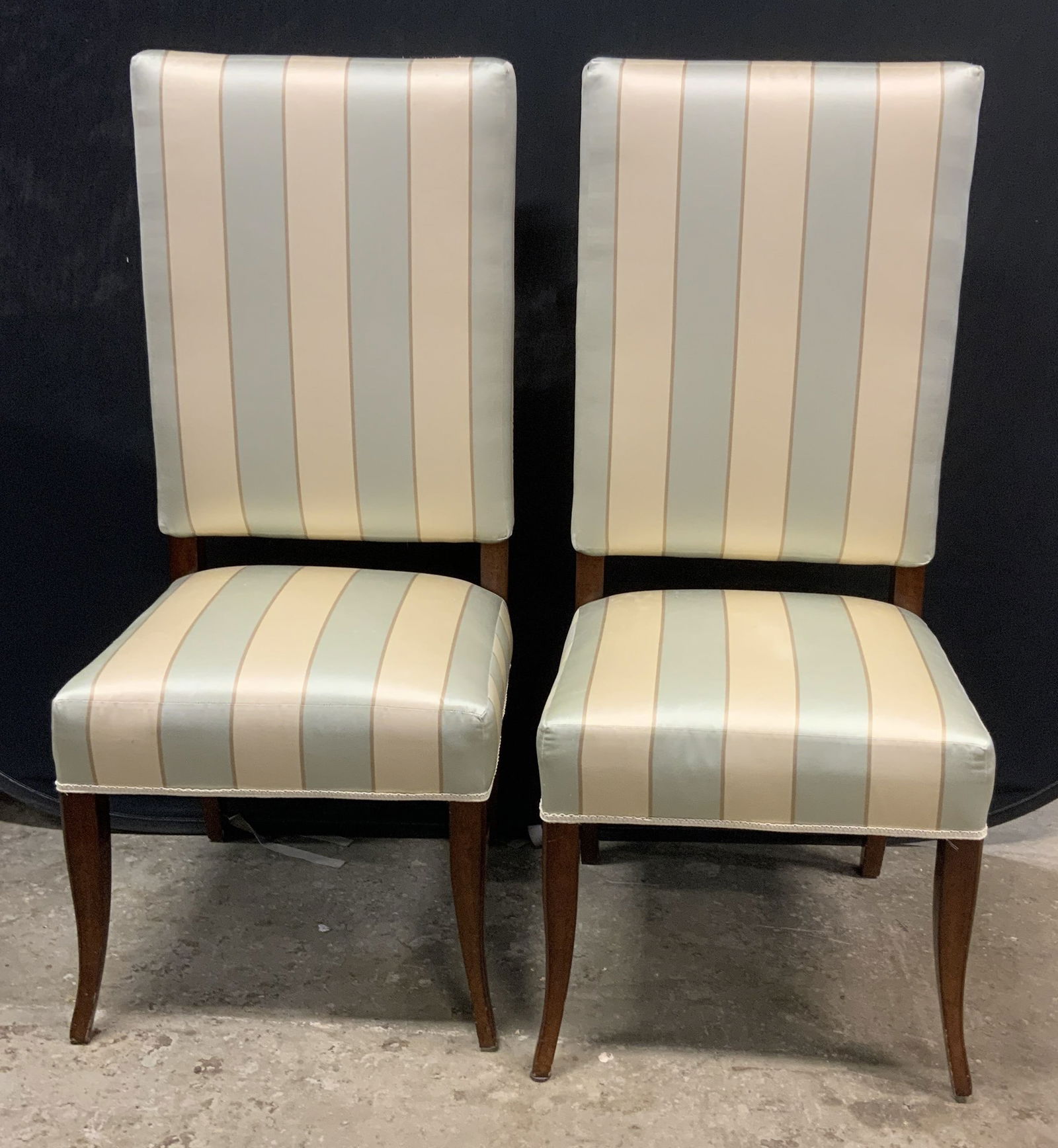 Pair Striped Upholstered Side Chairs (1 of 9)