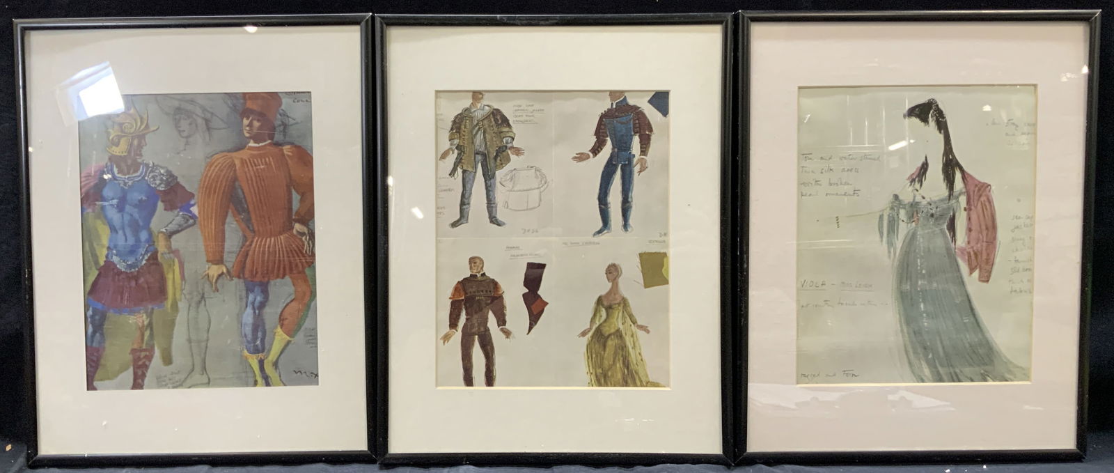 3 Framed Costume Illustration Lithographs (1 of 7)