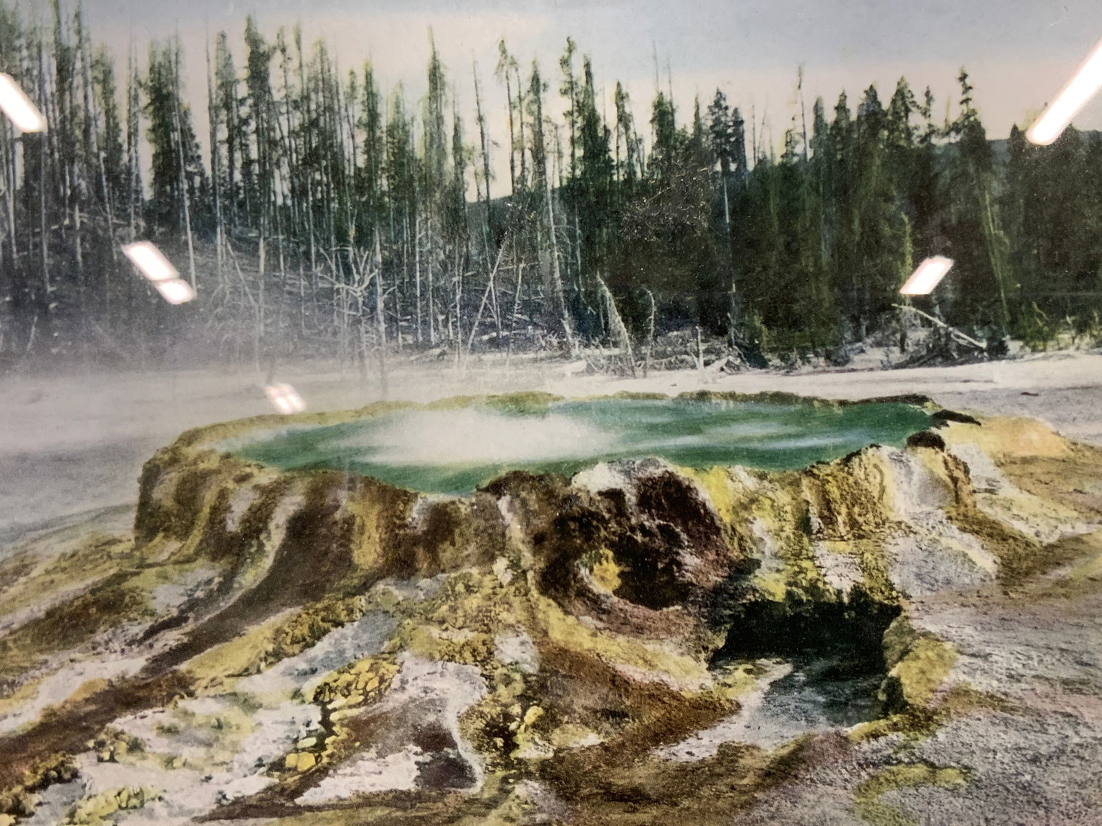 Framed Punch Bowl Yellow Stone Spring Litho (1 of 7)