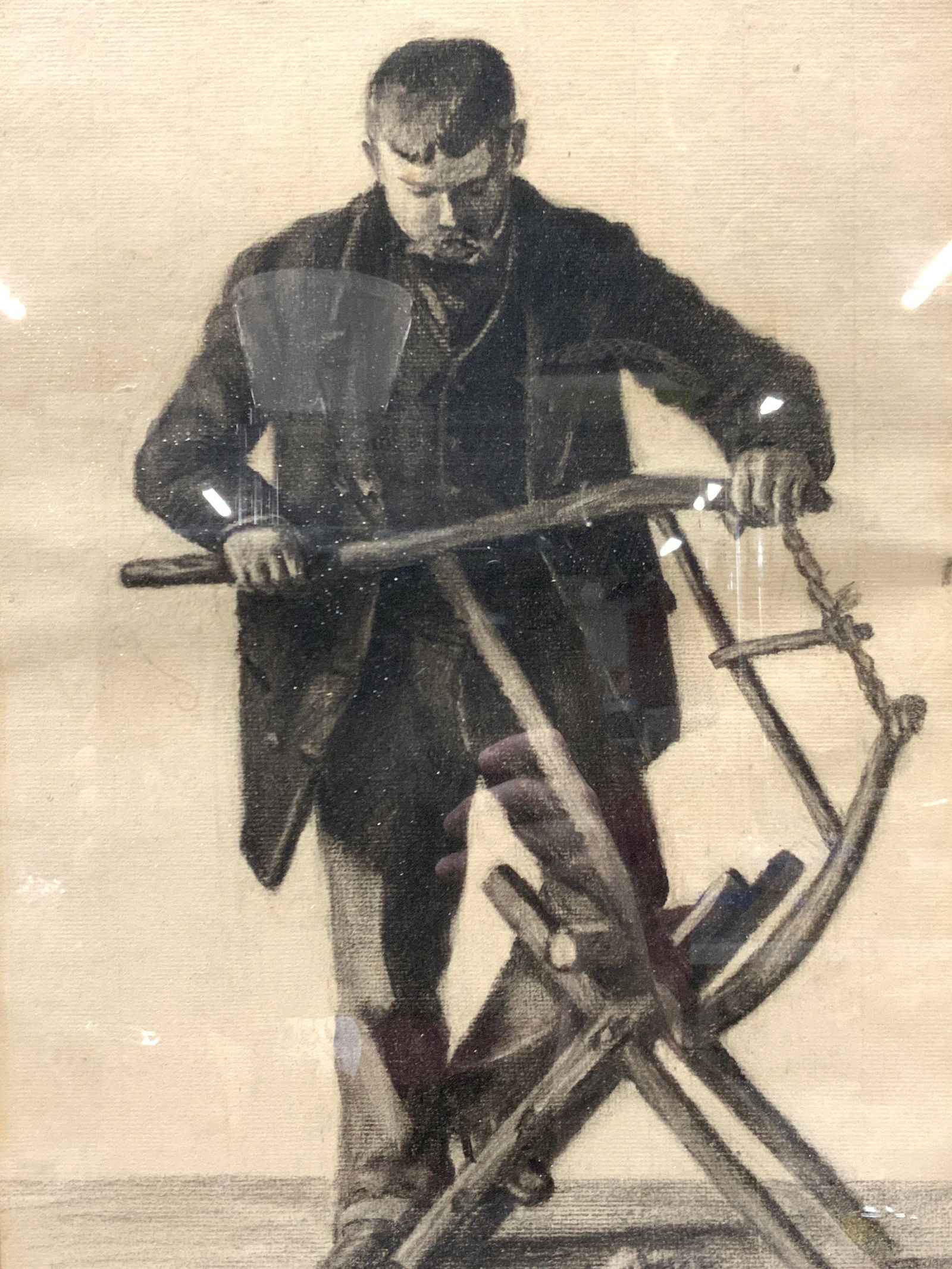 Signed Antique Charcoal Figural Drawing (1 of 11)