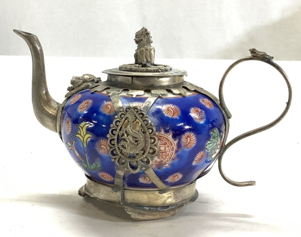 Asian Porcelain with Tibetan Silver Tea pot (1 of 8)