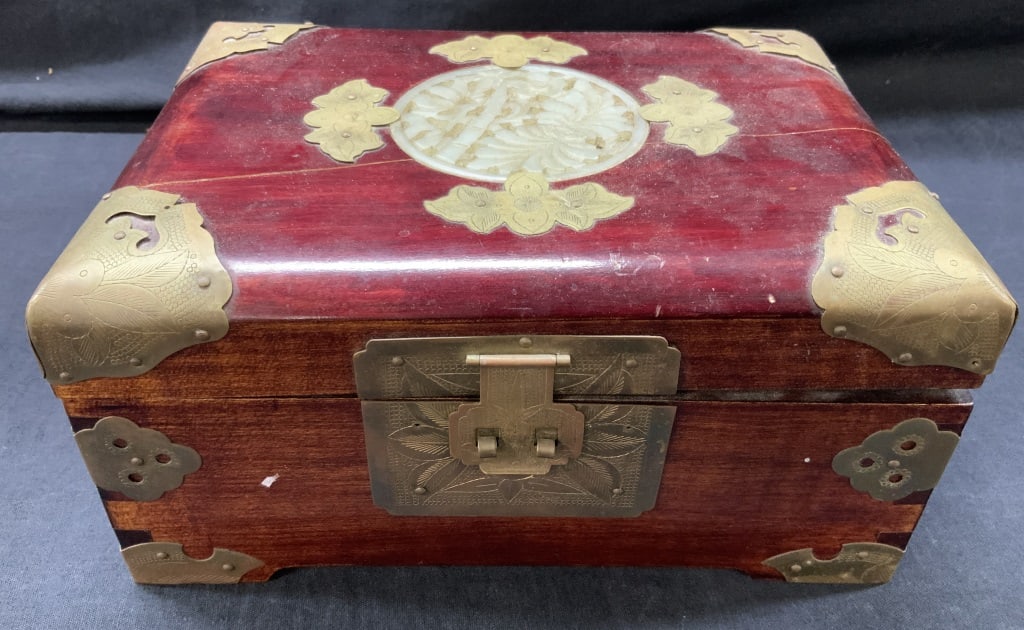 Vintage Asian Wooden & Brass Jewelry Box (1 of 13)