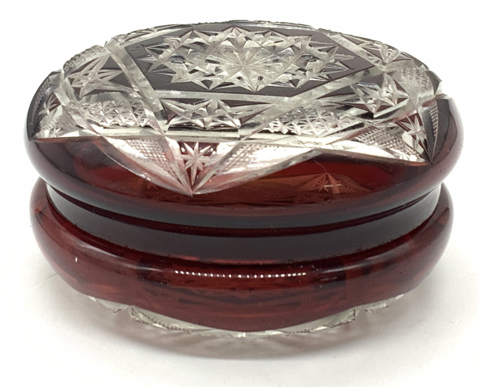 Vintage Ruby Bohemian Glass Trinket Box (1 of 11)