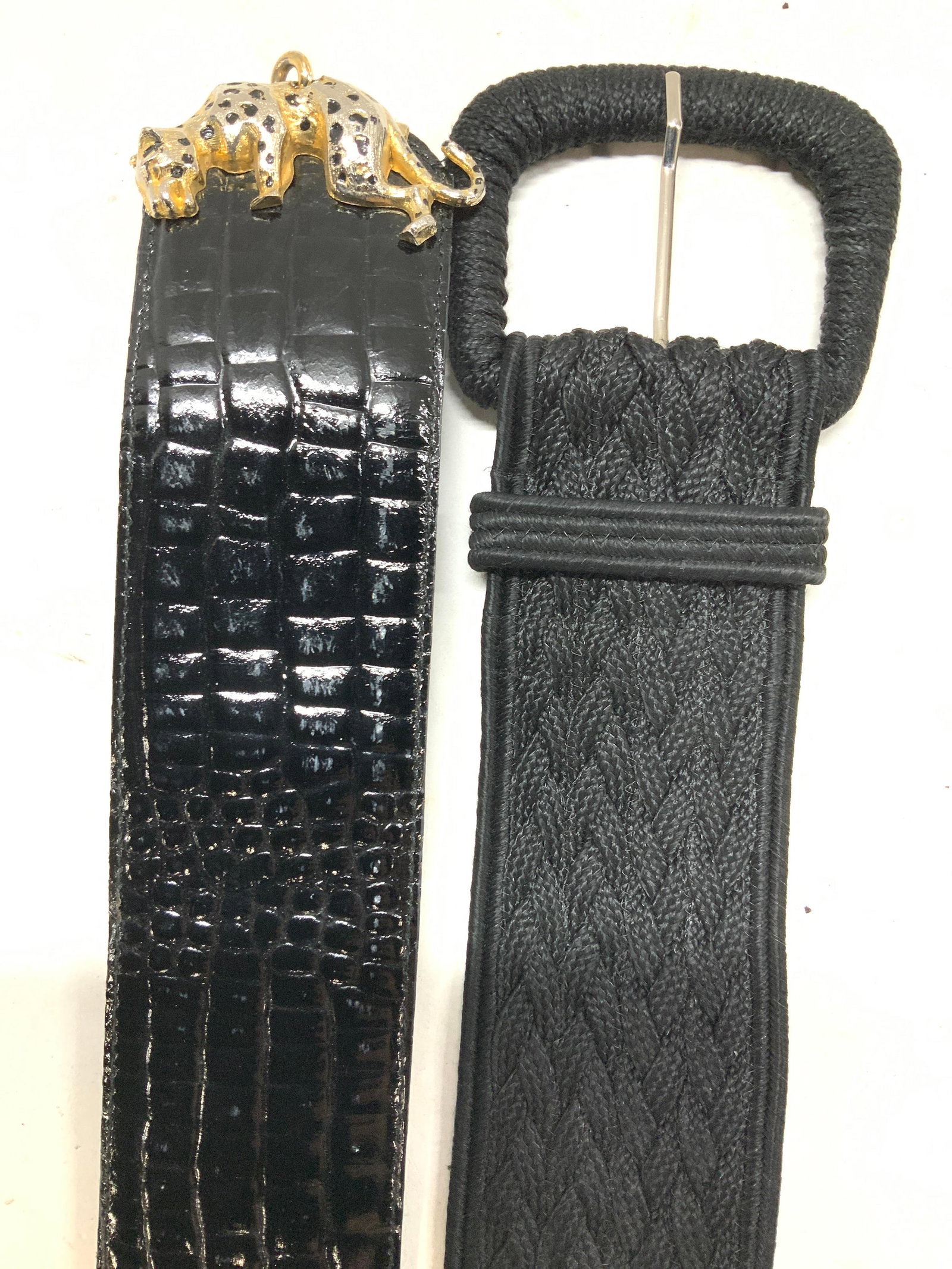 Avignon Patent Leather Belt, France Braided Belt (1 of 6)